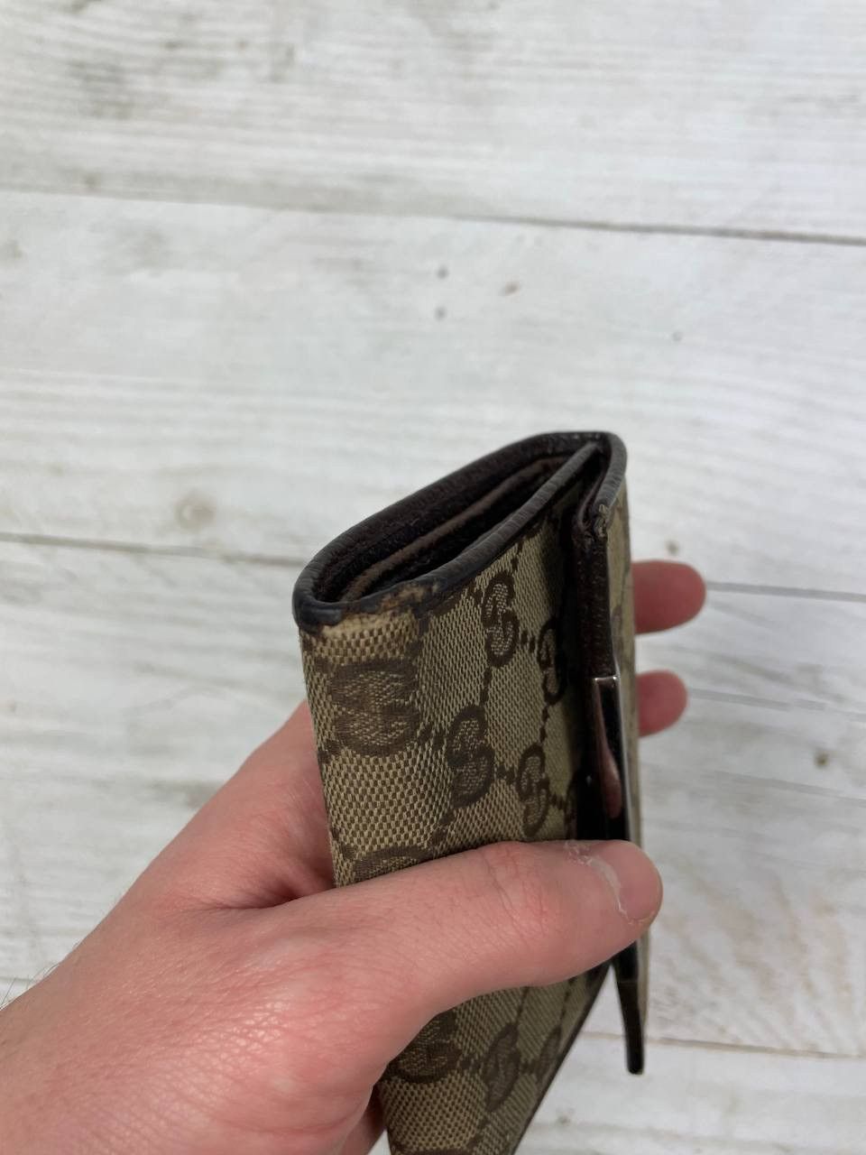 Gucci Vintage Gucci Tri-Fold Wallet GG Plate Canvas Leather Unisex Size ONE SIZE - 7 Thumbnail