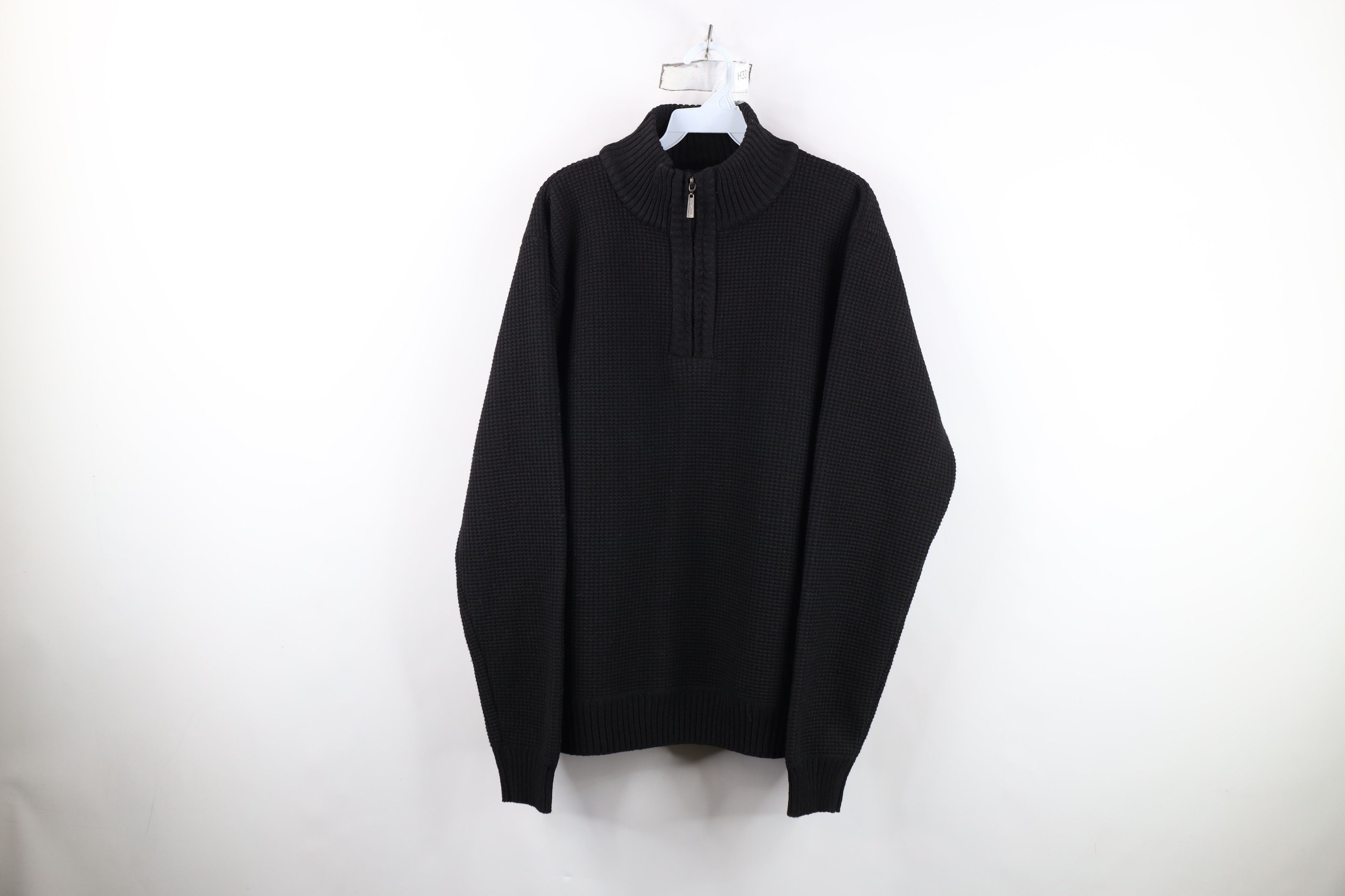 Vintage Vintage 90s Thermal Knit Half Zip Sweater Jacket Swacket Size US L / EU 52-54 / 3 - 1 Thumbnail