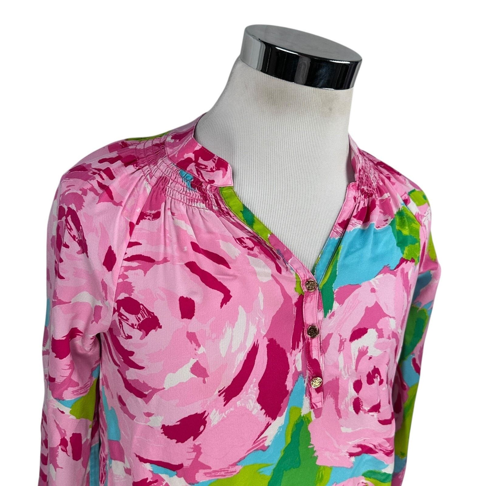 Lilly Pulitzer Lilly Pulitzer Elsa Top Women’s Small Hotty Pink Silk Grail Size S / US 4 / IT 40 - 2 Thumbnail