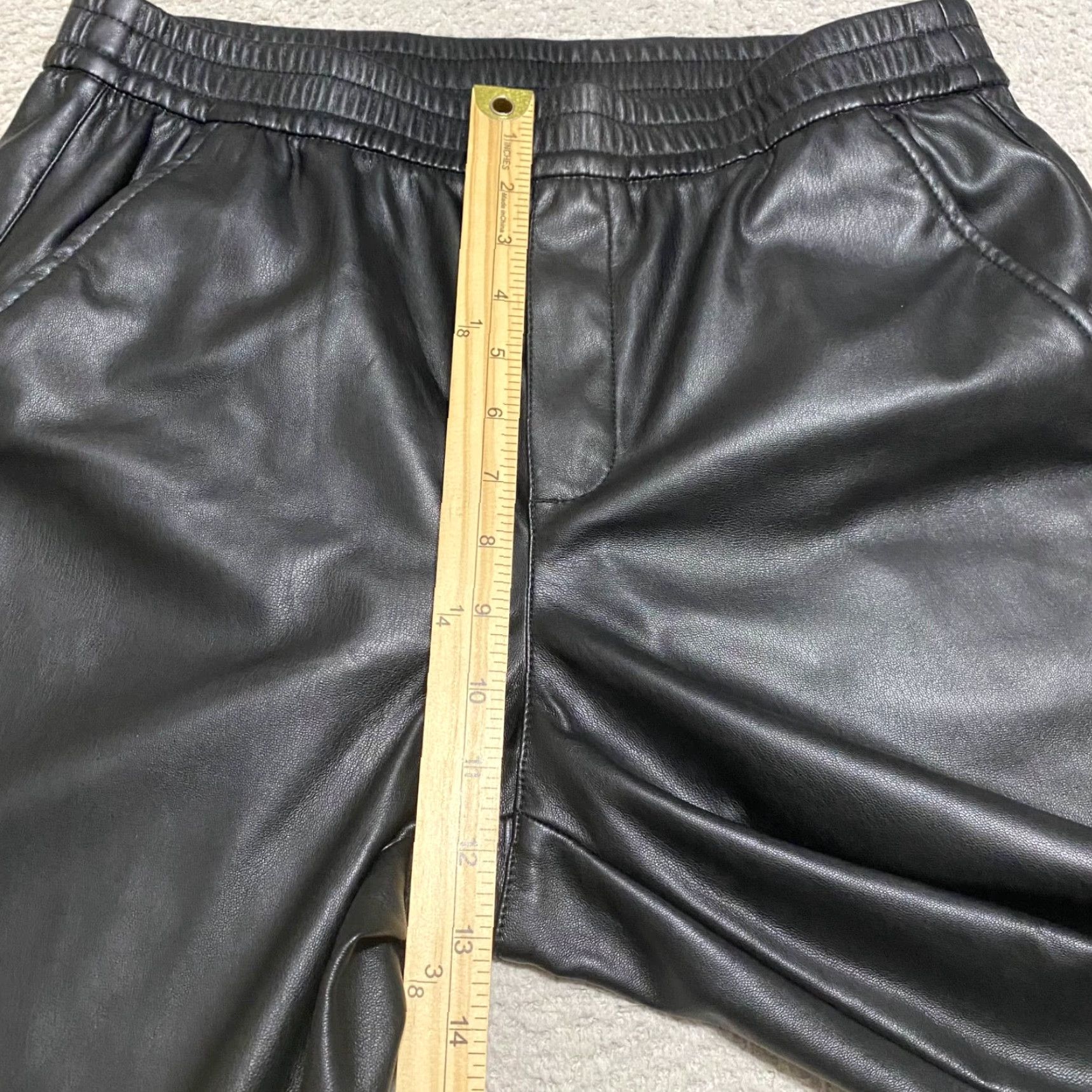 Old Navy Old Navy Womens Medium Pants Black High Rise Straight Faux Leather Ankle Pull On Size 32" / US 10 / IT 46 - 6 Thumbnail