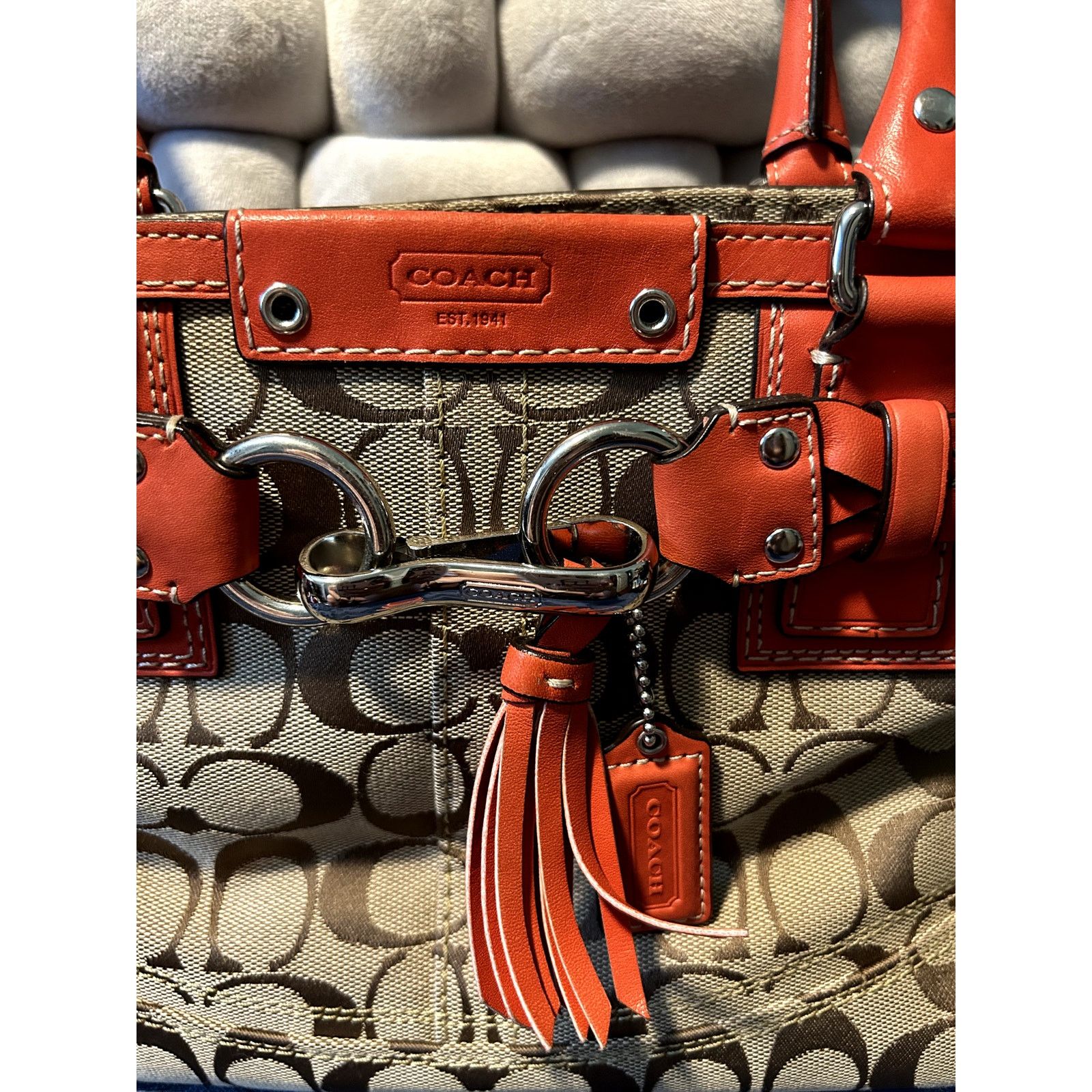 Coach Coach Signature Logo Hampton Red Braided Leather Size ONE SIZE - 4 Thumbnail