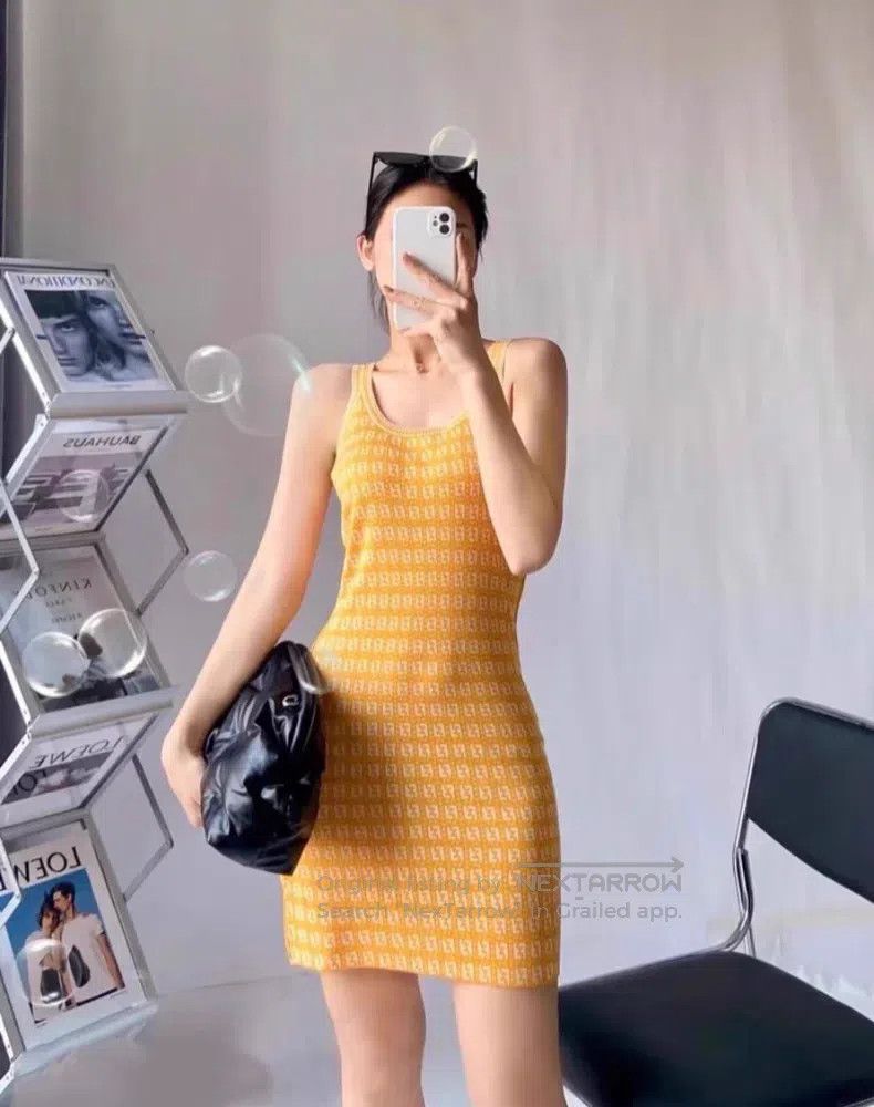 Other Fendi Logo Printed Orange Yellow Strapless Dress Size S / US 4 / IT 40 - 8 Thumbnail