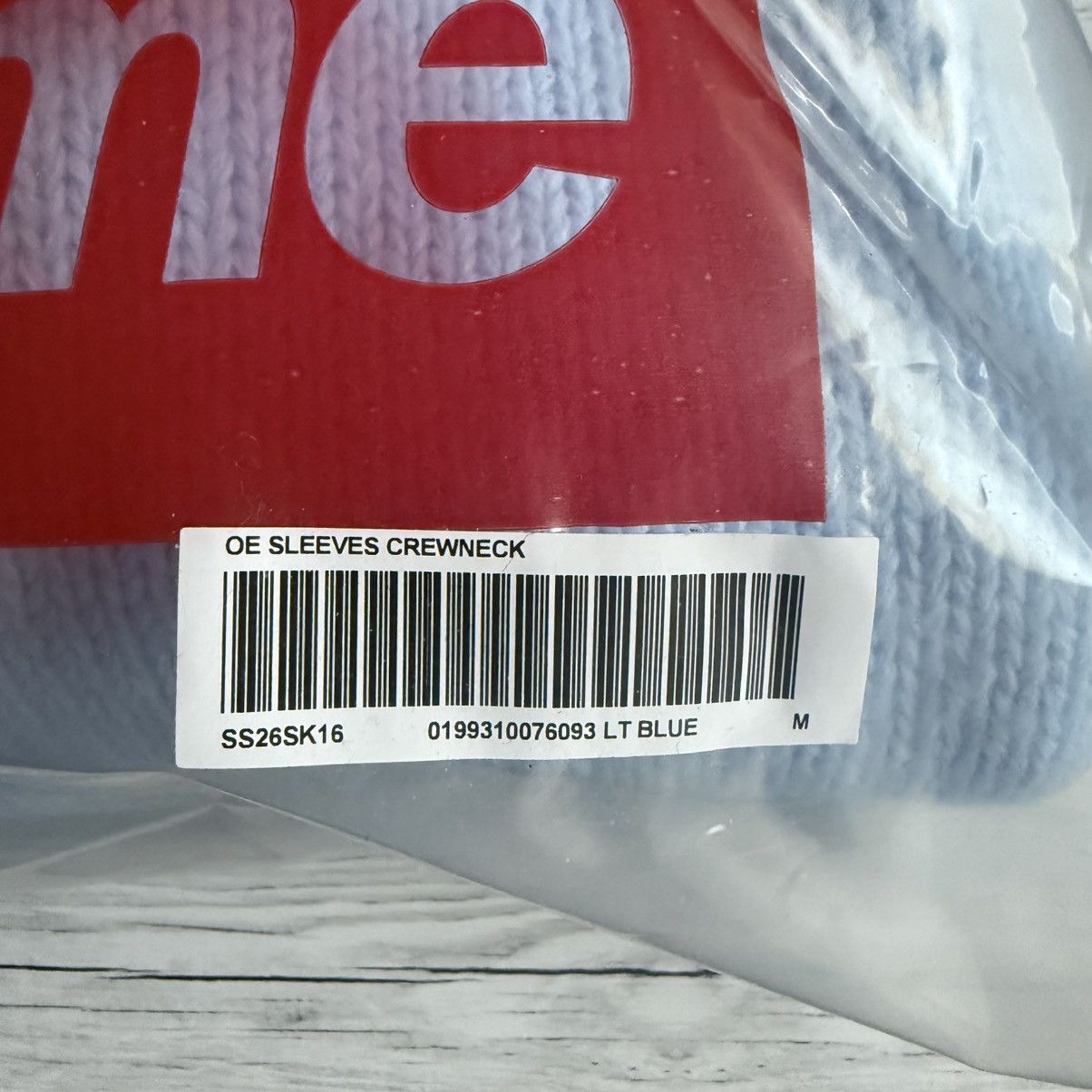Supreme Old English Sleeves Sweater - Light Blue (SS26) Size US M / EU 48-50 / 2 - 3 Thumbnail