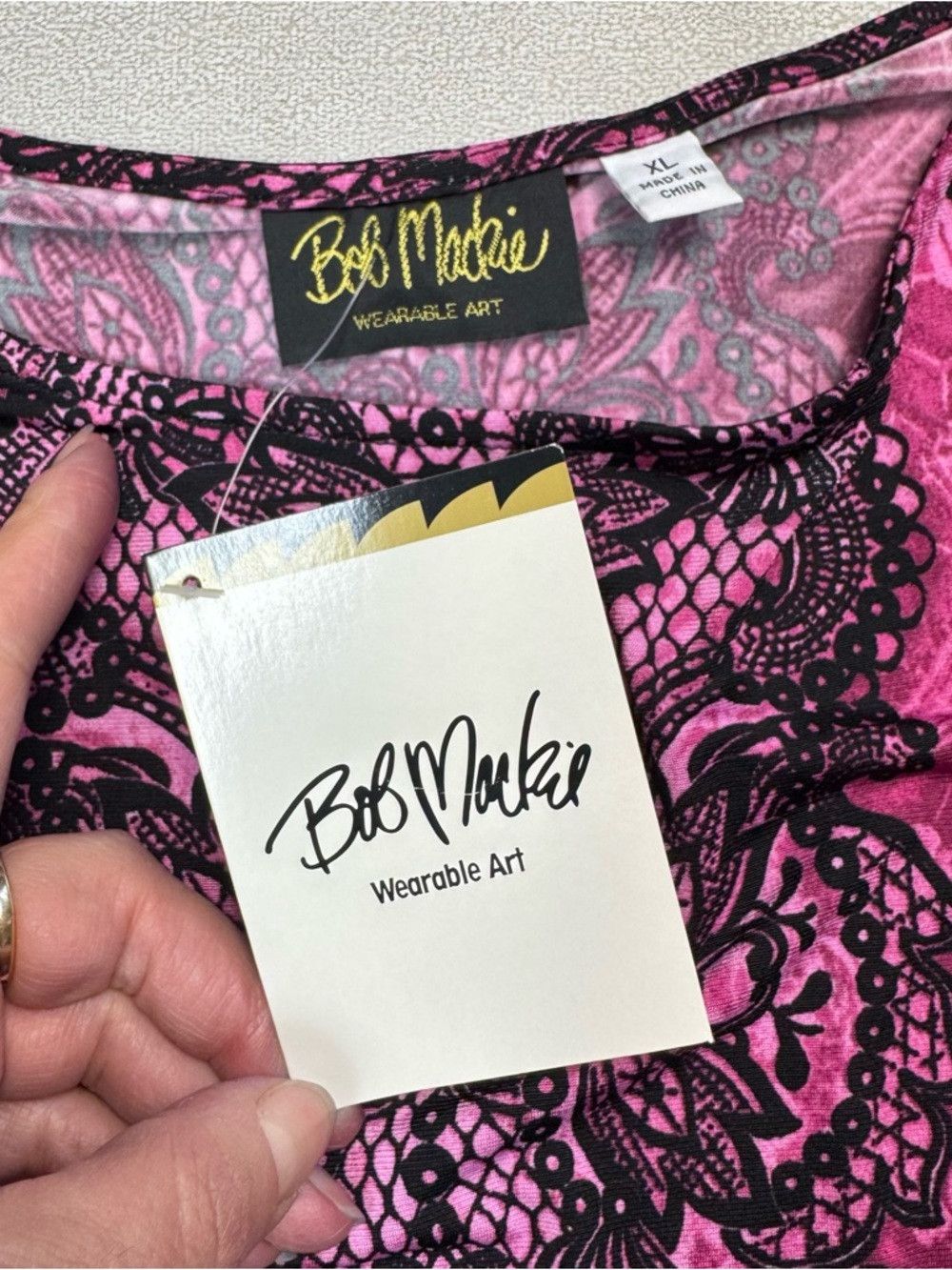 Bob Mackie NWT New Bob Mackie Placement Print Lace Pullover Top Blouse Size XL / US 12-14 / IT 48-50 - 6 Thumbnail
