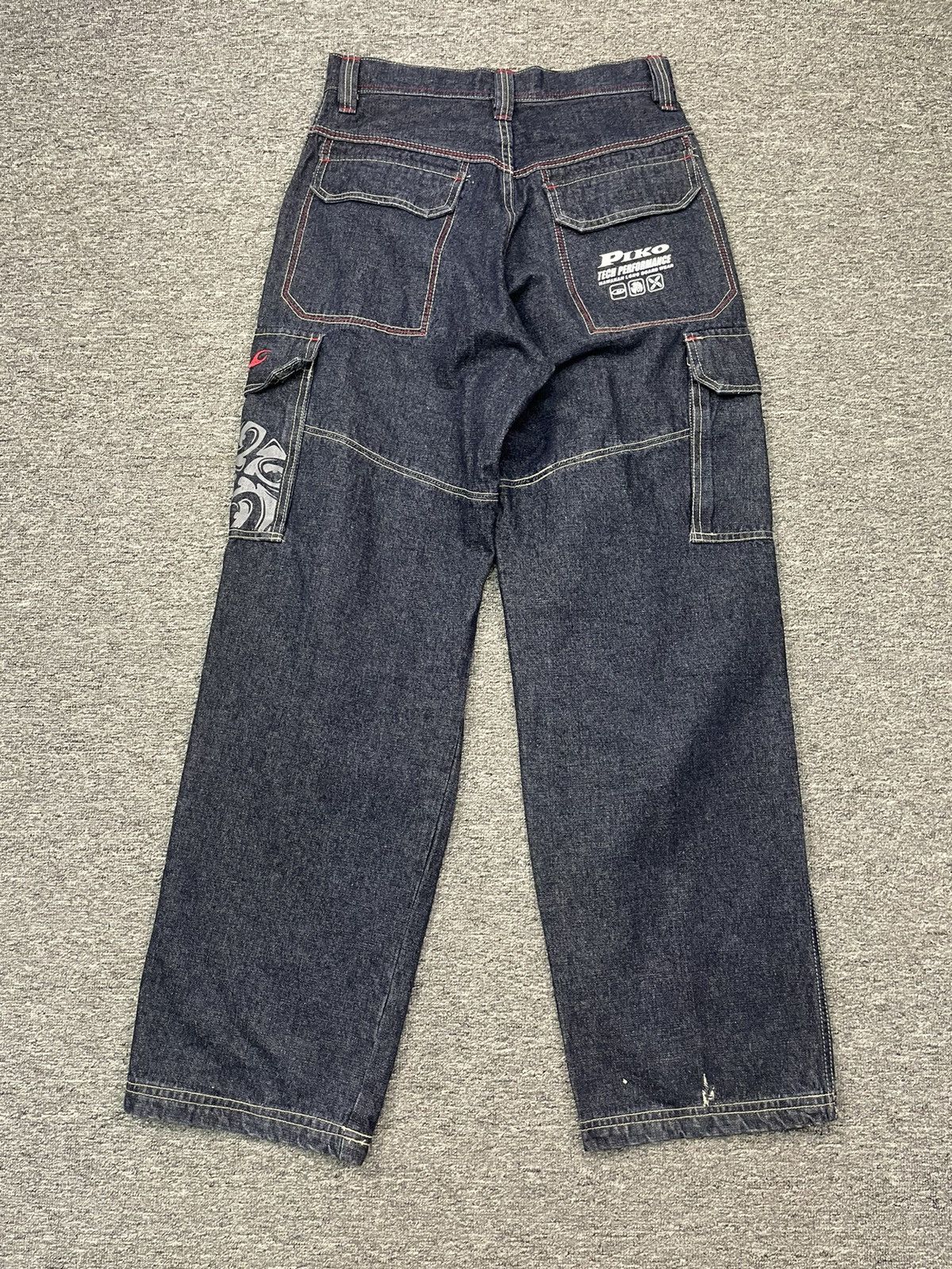 JNCO Hawaii Piko Cargo Jeans Baggy Double Knee Vintage Y2K Size US 28 / EU 44 - 3 Thumbnail