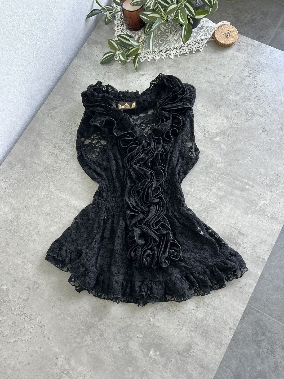 Vintage Vintage amazing sheer black floral gothic top , Y2K , ruffle Size S / US 4 / IT 40 - 5 Thumbnail
