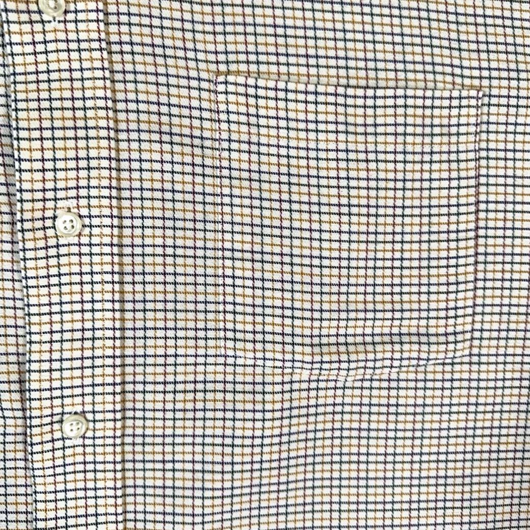 Arrow VINTAGE Arrow Dress Shirt Windowpane Plaid Oxford 80s USA Made Button-Up Adult XL White Size 46R - 2 Thumbnail