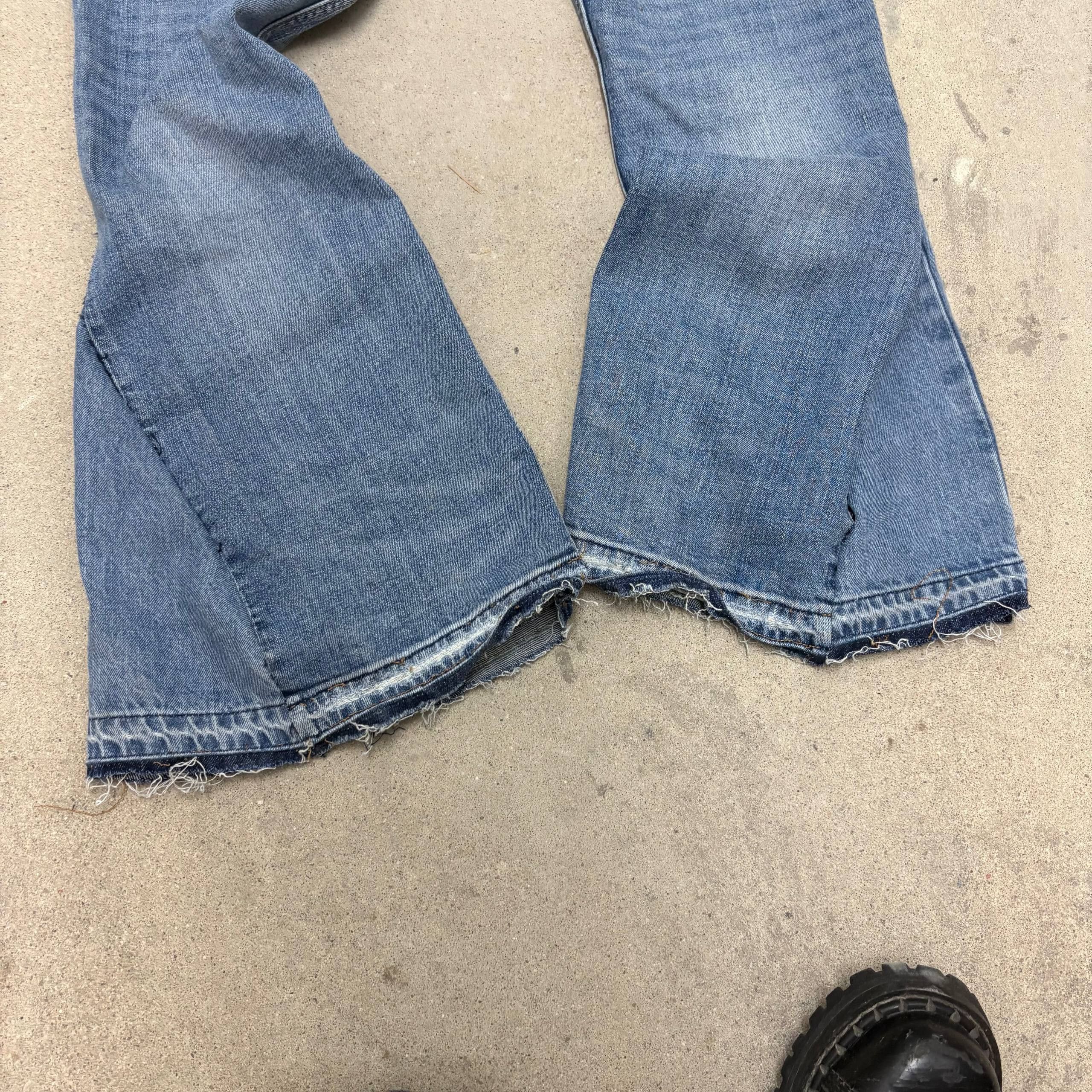 Japanese Brand rare flared blue handmade streetwear jeans Size US 31 - 12 Thumbnail