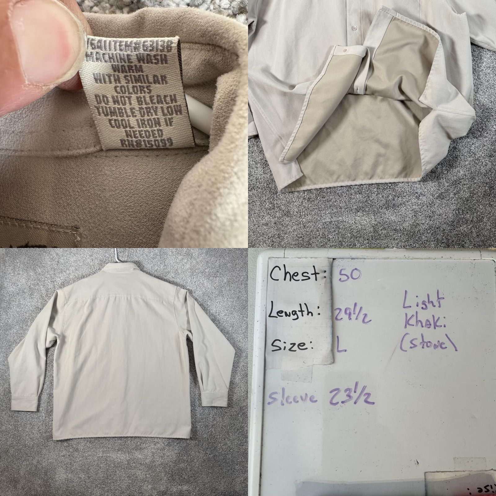 Vintage VINTAGE Fieldmaster Shirt Shacket 90s 2000s Microfleece Button-Up Long Sleeve Beige 100% Polyester Mens Large Pockets Size US L / EU 52-54 / 3 - 8 Thumbnail