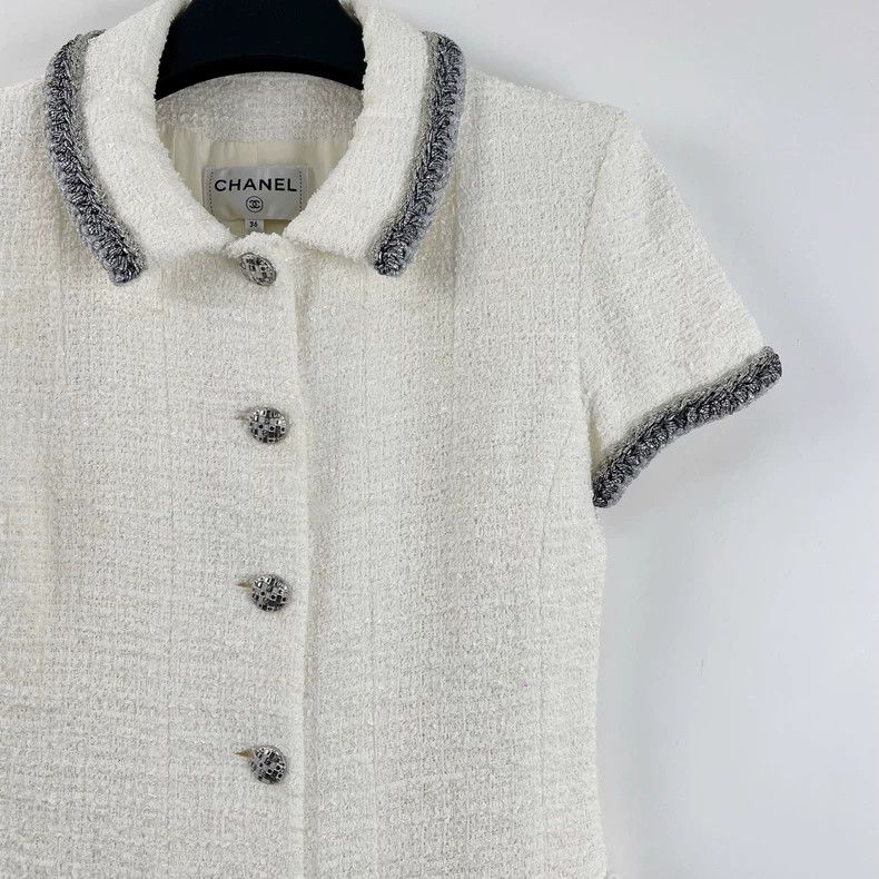 Chanel Chanel Rooftop series white silver thread braided dress Size XS / US 0-2 / IT 36-38 - 6 Thumbnail