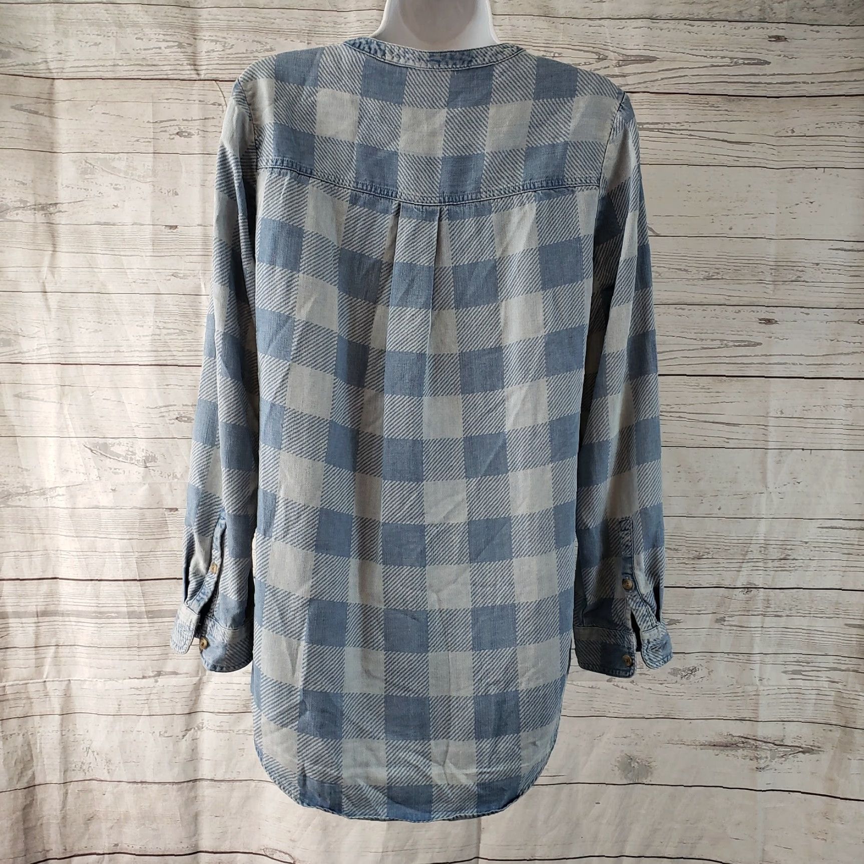 Eddie Bauer Eddie Bauer Womens Popover Top Blouse Shirt Long Sleeve Tencel Blue Checkered Small Size S Casual Womens Size S / US 4 / IT 40 - 3 Thumbnail