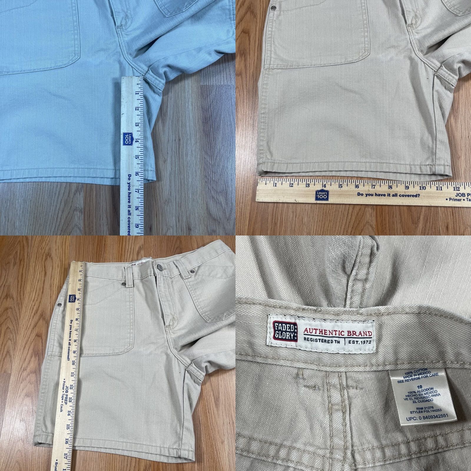Faded Glory Faded Glory Shorts Womens 10 Mid Rise Flat Front Pockets Beige Denim Jean Cotton Shorts Size 32" / US 10 / IT 46 - 8 Thumbnail