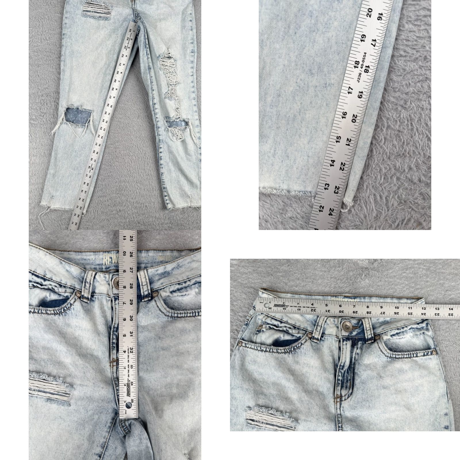 Vintage VINTAGE Rewash Jeans Juniors 1 Blue Denim Distressed High Rise Light Wash 24x24 Size 25" / US 0 / IT 36 - 8 Thumbnail