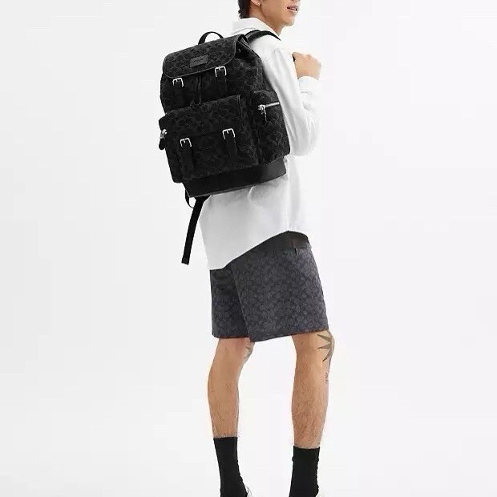 Coach NWT Coach Sprint Backpack Signature Denim CAJ57 Silver Black Size ONE SIZE - 7 Thumbnail