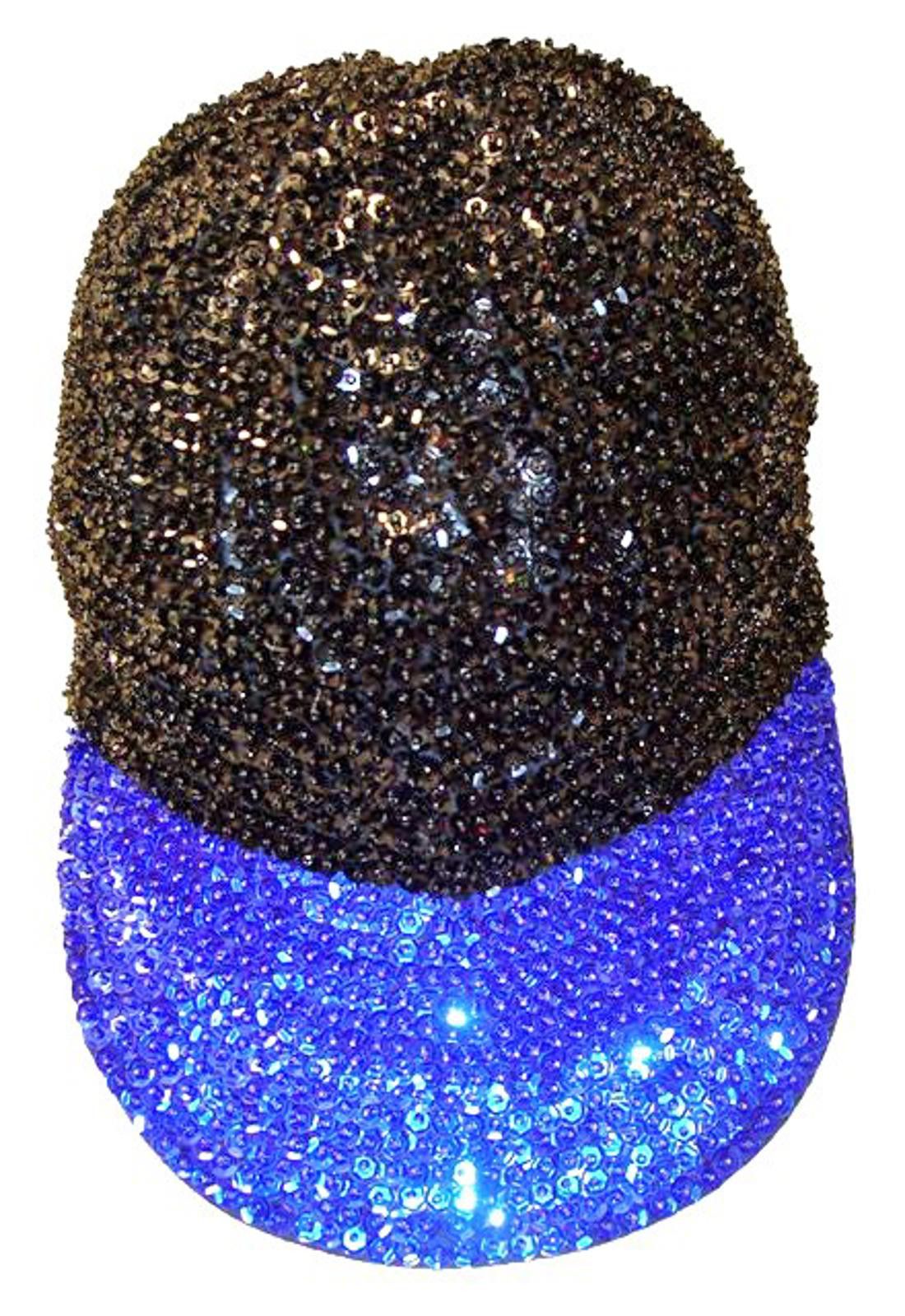 Designer Sequin Baseball Cap Black W/Blue Brim Size ONE SIZE - 1 Preview