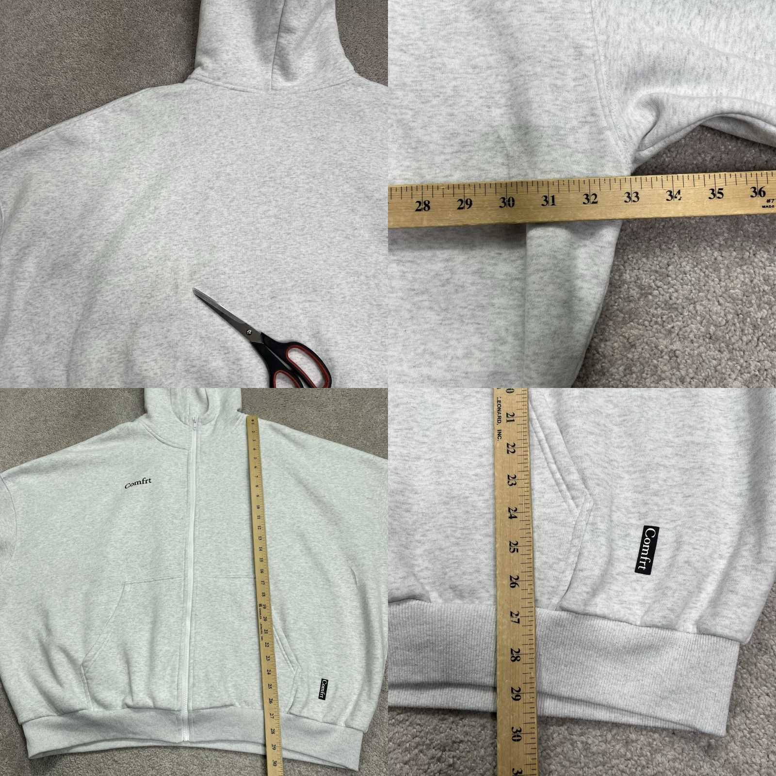 Vintage VINTAGE Comfrt Hoodie Unisex 2XL Light Gray Full Zip Heavyweight Oversized Sweatshirt Size US XXL / EU 58 / 5 - 8 Thumbnail