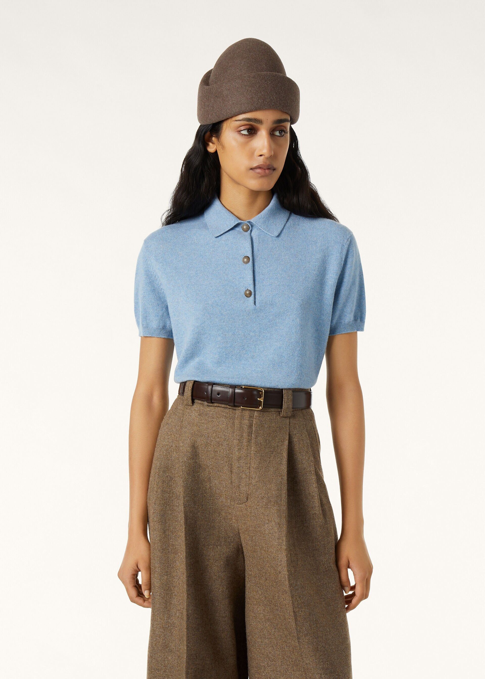 Loro Piana os11x0326 FAQ8646 Classic Polo Shirt in Airy Sky Melange Size XS / US 0-2 / IT 36-38 - 4 Thumbnail