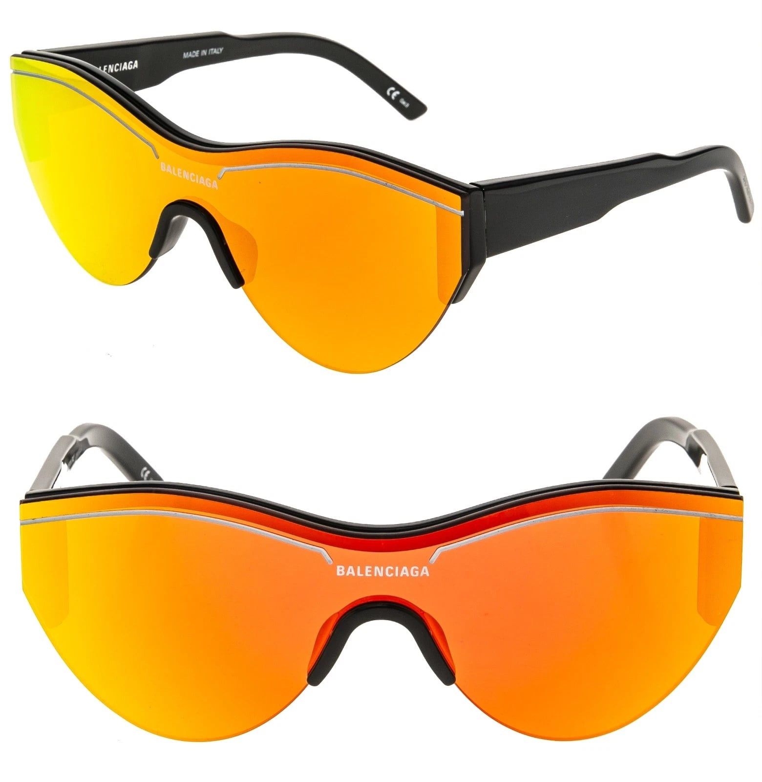 Balenciaga BALENCIAGA BB0004S SKI 0004 Black Orange Shield Mask Fashion Size ONE SIZE - 1 Thumbnail
