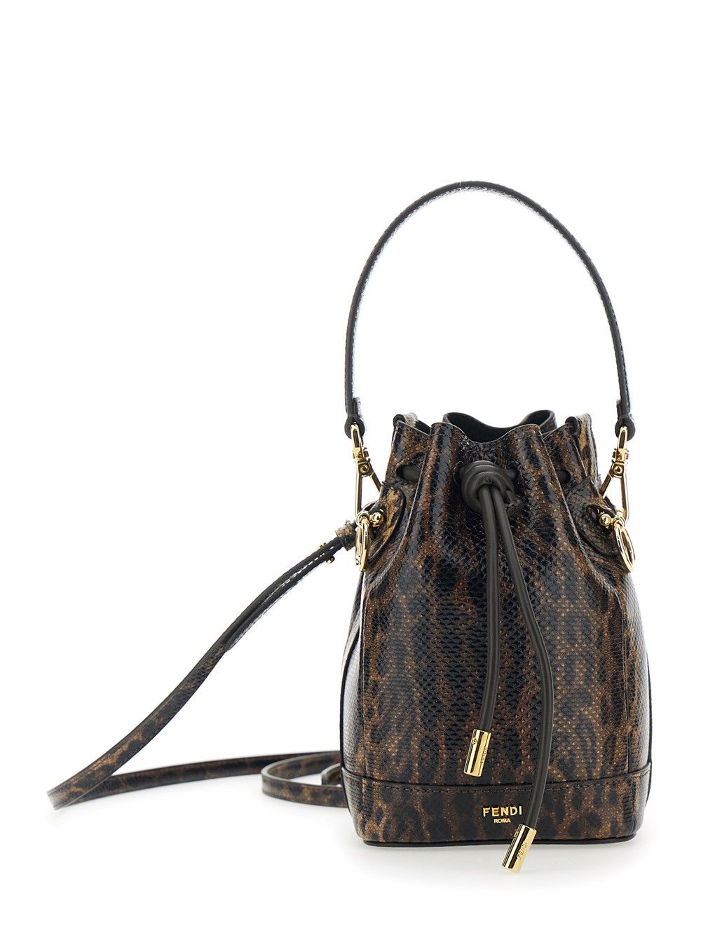 Fendi 'Mon Tresor Mini' Brown Handbag with Removable Shoulder Strap and Jaguar Print in Leather Woman Size ONE SIZE - 1 Thumbnail