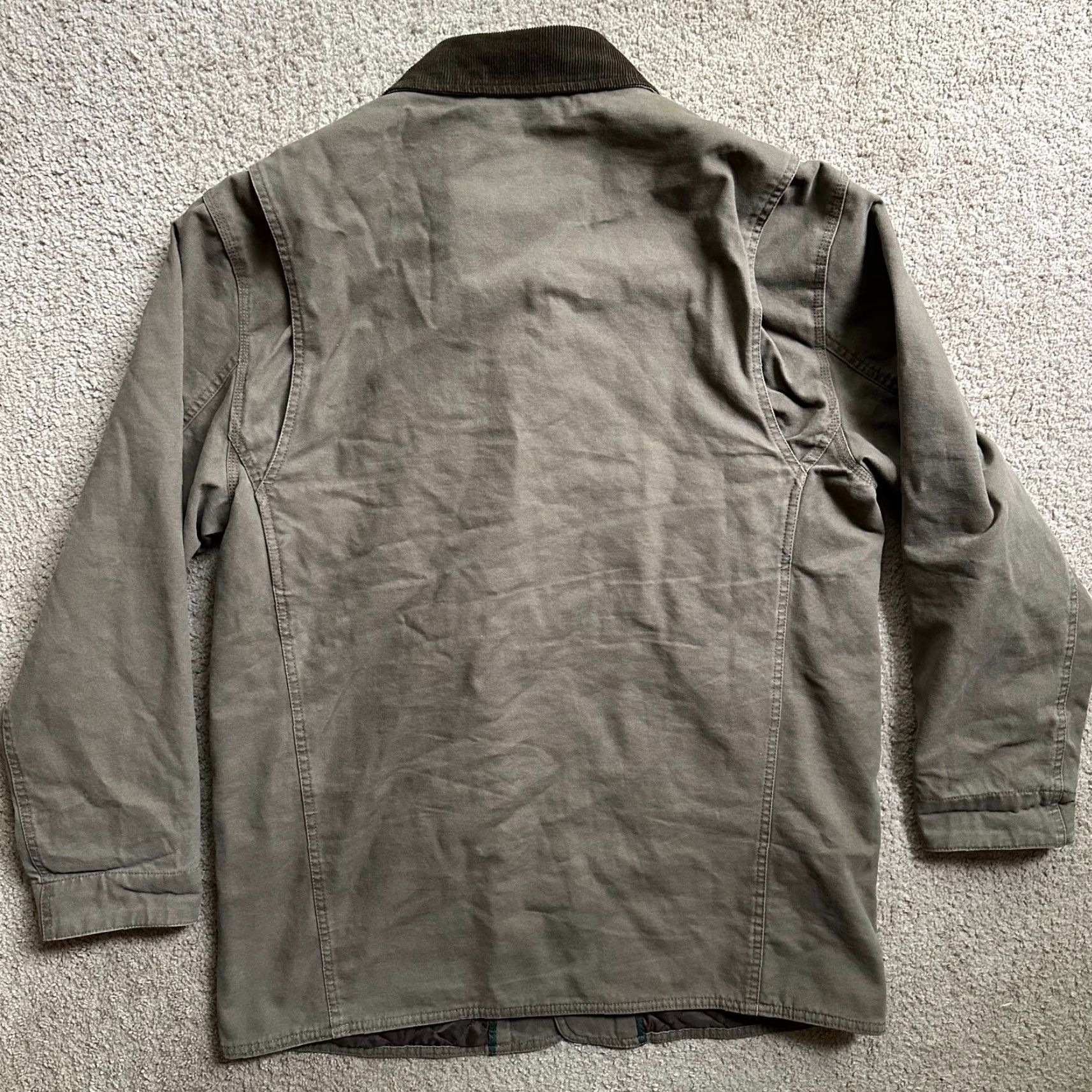 Orvis Jacket Mens L Chore Barn Coat Button Close Corduroy Collar Patch Brown