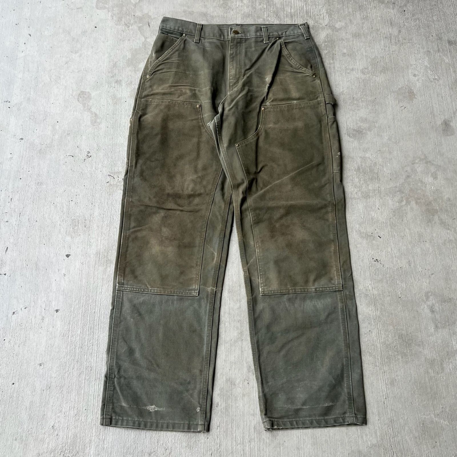 Carhartt × Vintage Carhartt MOS green double knee work wear carpenter pants Size US 33 - 1 Thumbnail