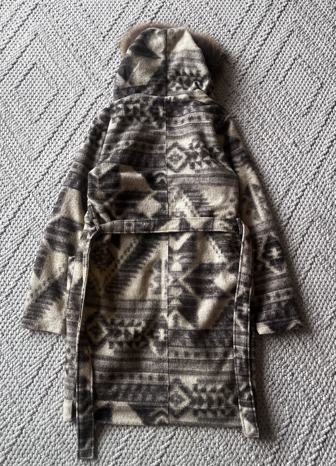 GOA tribal raccoon fur hood mid length Japanese coat