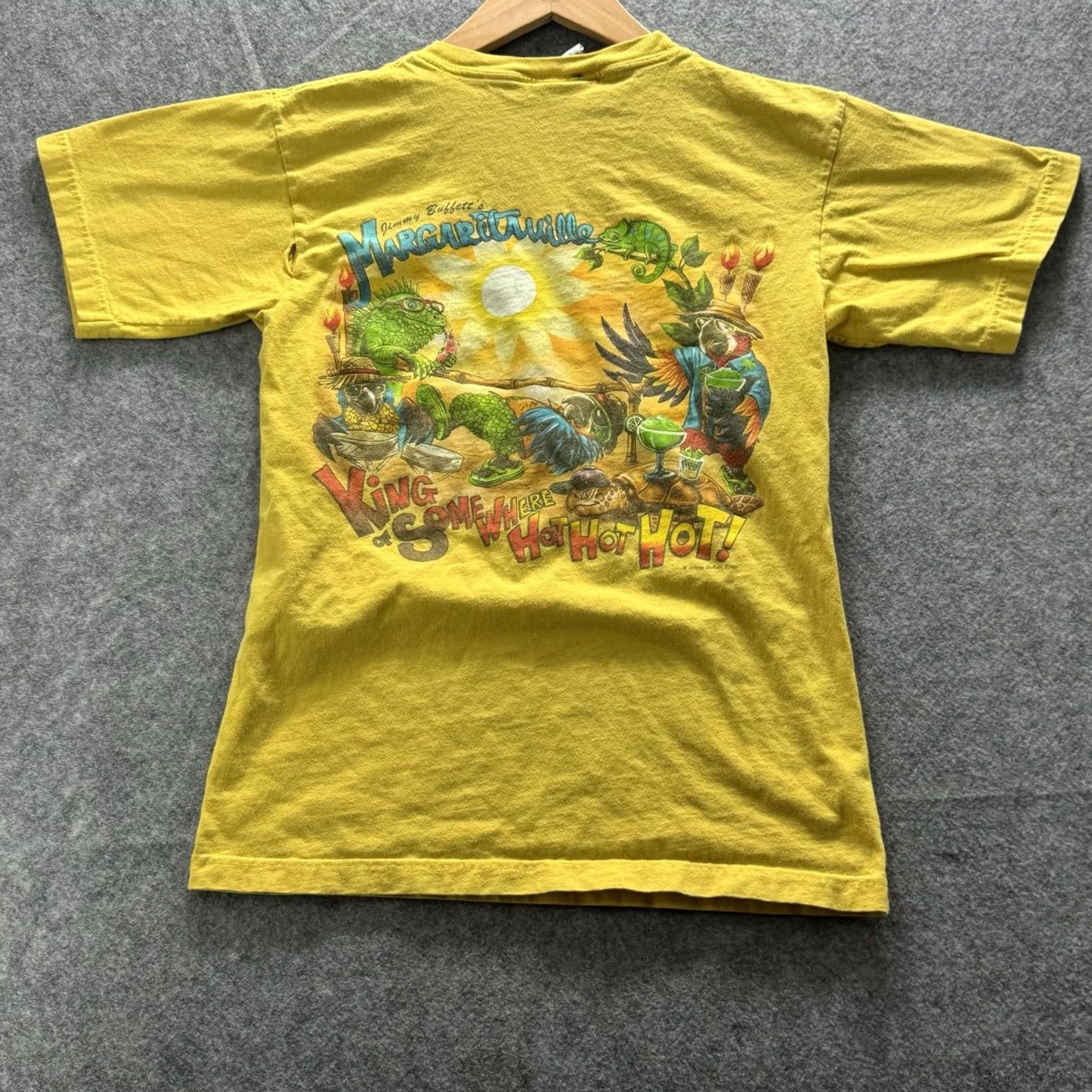 Vintage VINTAGE Margaritaville Shirt Mens XS Yellow Graphic Tee Ocho Rios Jamaica Chameleon Hot Hot Hot Short Sleeve Crew Neck Jersey Cotton Size US XS / EU 42 / 0 - 7 Thumbnail