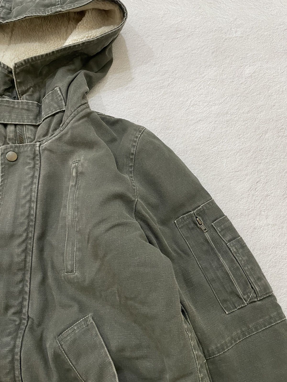 Japanese Brand Vintage Military Style Hooded Parka Olive Green Fleece Lined Size US L / EU 52-54 / 3 - 4 Thumbnail