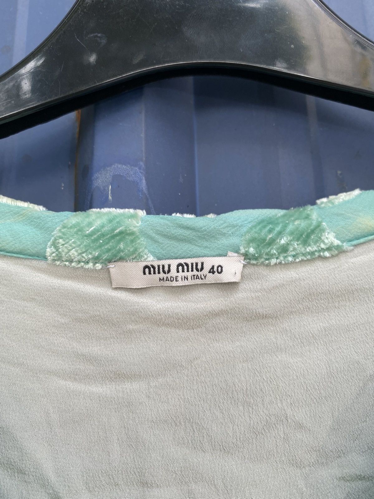Miu Miu Miu Miu Subtle Bow Pattern Mint Green V Neck Shirt Size S / US 4 / IT 40 - 6 Thumbnail