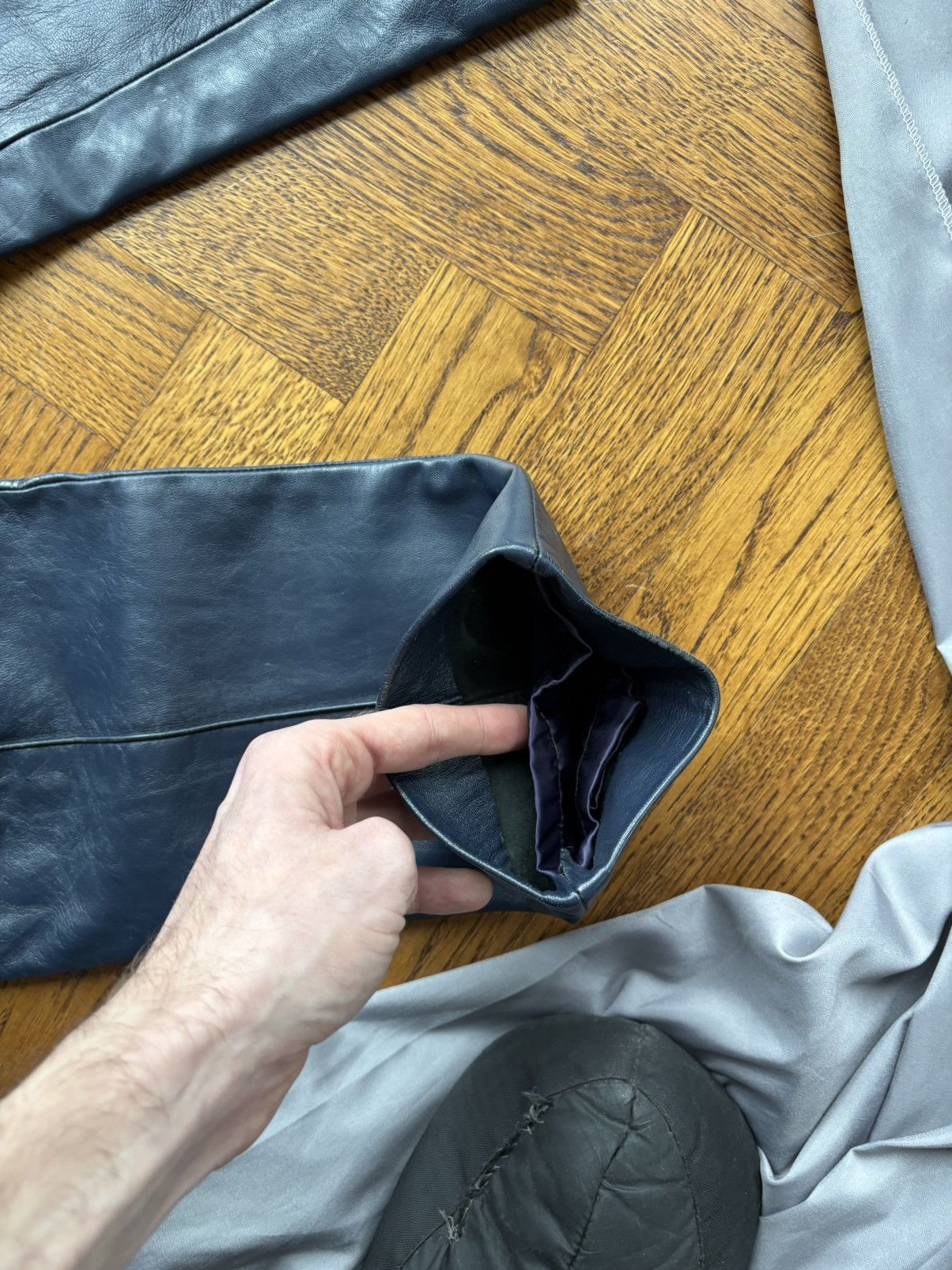 Indian Motorcycle × Leather × Vintage True Vintage Leather Pants Blue High Waisted 60s Motorcycle Size 24" / US 00 / IT 34 - 9 Thumbnail