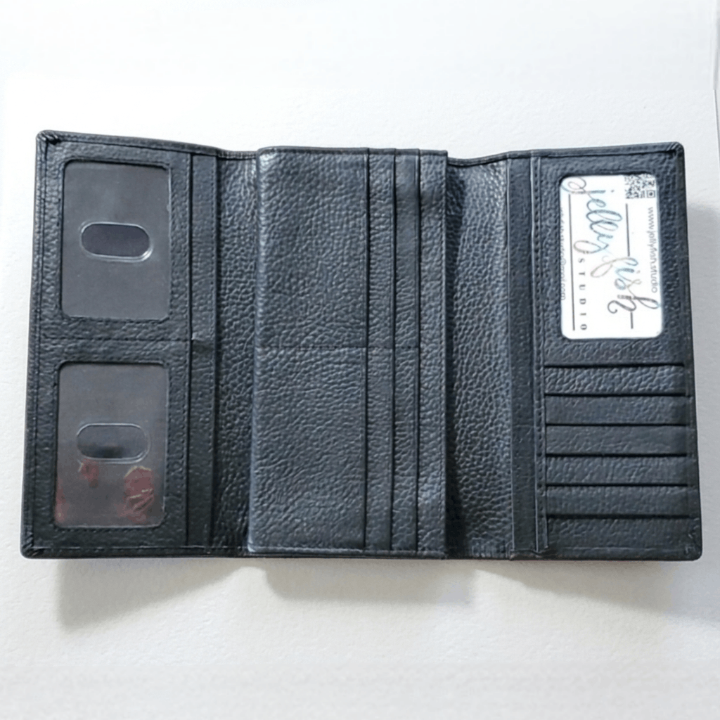 Other Estalon 7x4" Leather Wallet Black Pebbled Snap Coin Pocket Size ONE SIZE - 3 Thumbnail