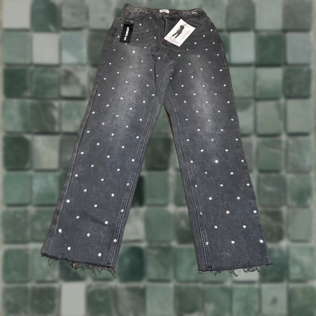 Vintage VINTAGE? No. (Omit) Simple Society Jeans Womens Size 3/26 Black White Polka Dots Super High Rise Size 26" / US 2 / IT 38 - 1 Thumbnail