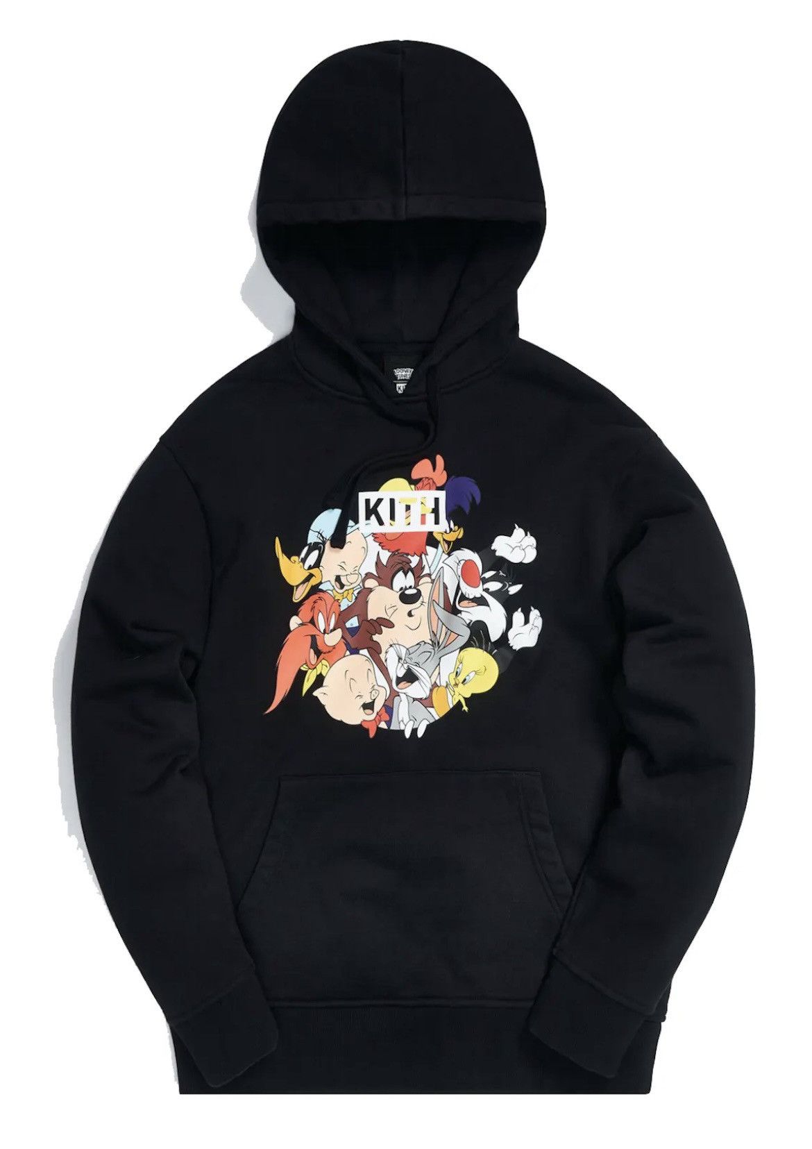 image of Kith X Looney Tunes Merrie Melodies Vintage Box Logo Hoodie in Black, Men's (Size Medium)