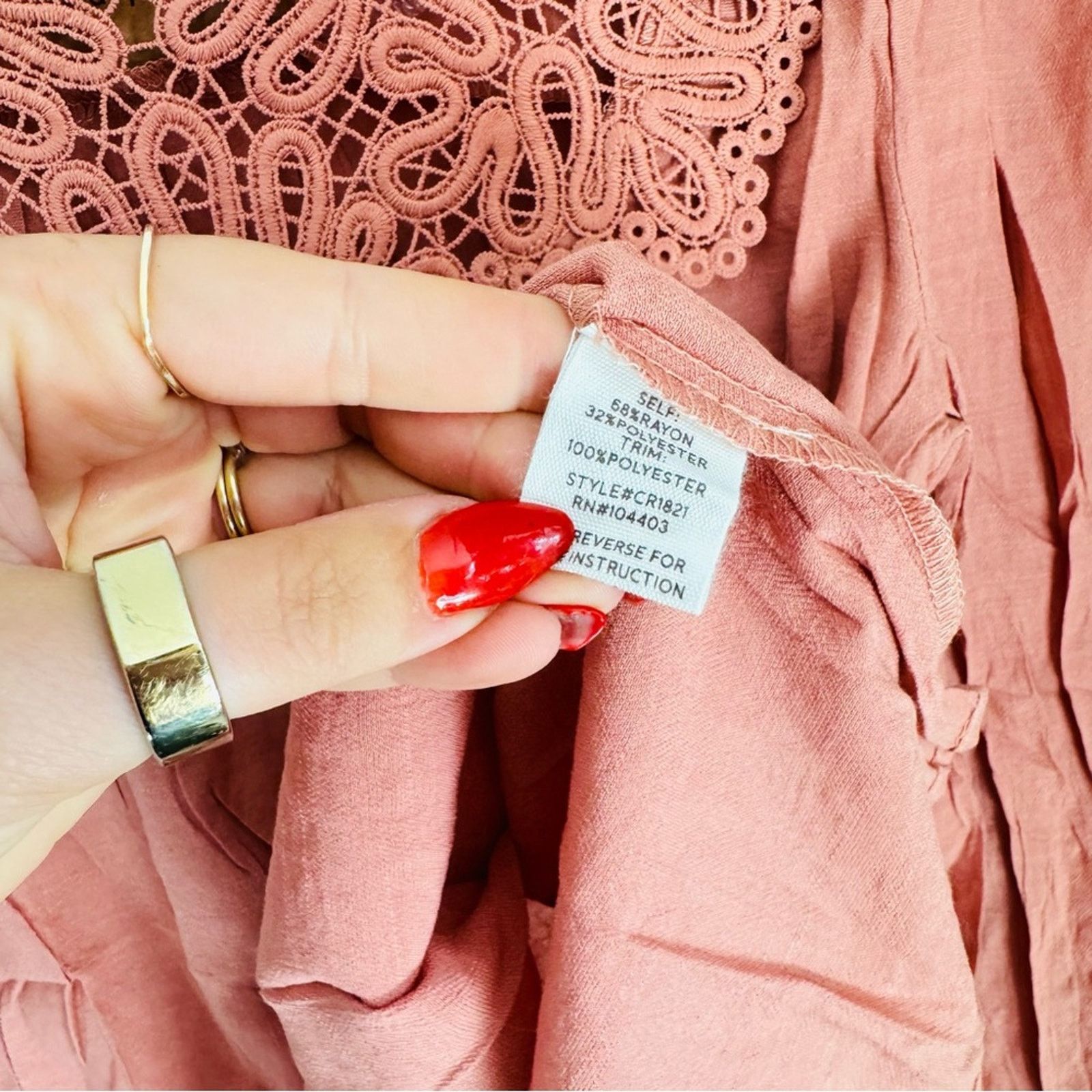 Nordstrom NEW PEPPER Dusty Rose Pink Crochet Lace $88 Blouse Shirt Top Size S / US 4 / IT 40 - 13 Thumbnail