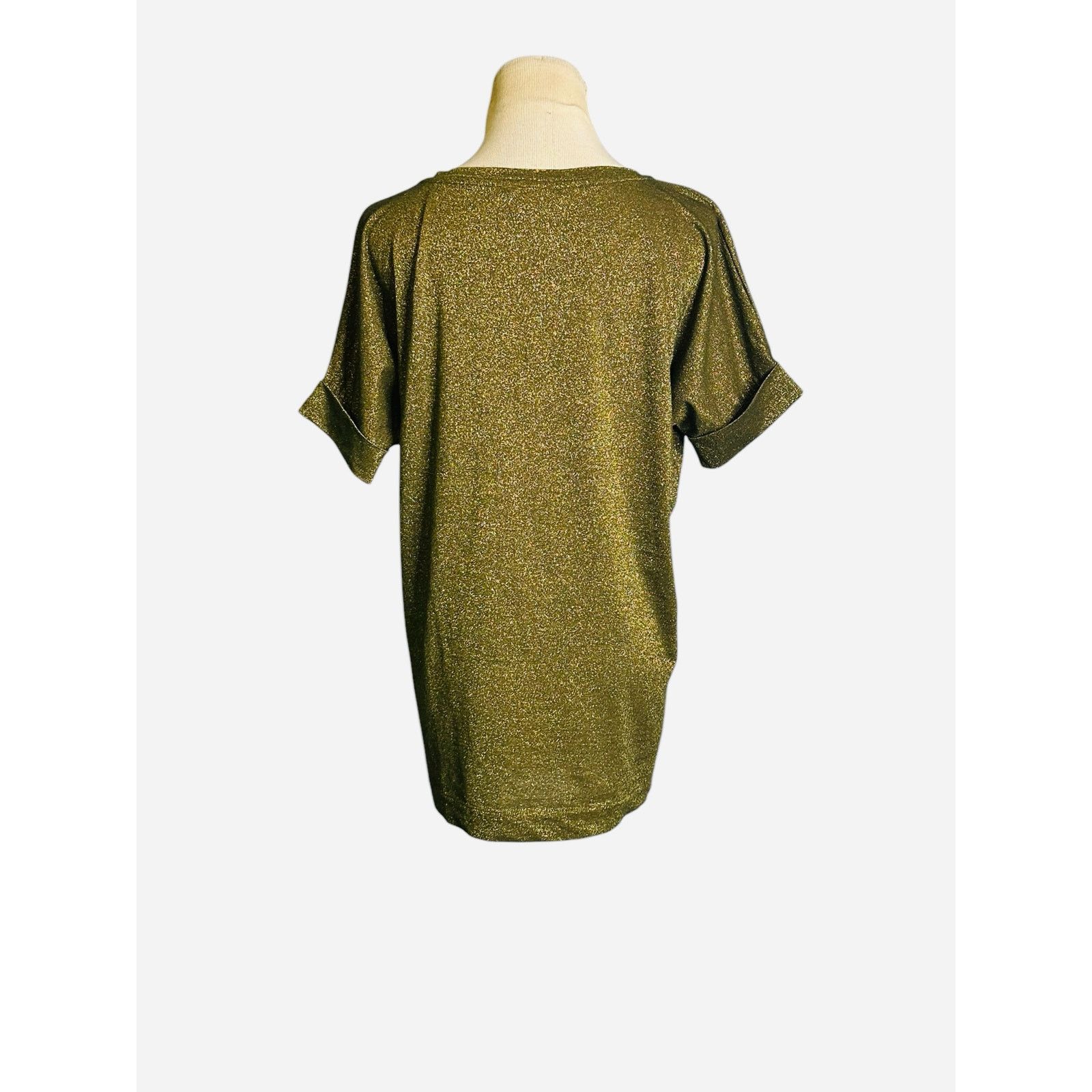 Mango Mango metallic gold cuffed short sleeves top size XS Size XS / US 0-2 / IT 36-38 - 8 Thumbnail