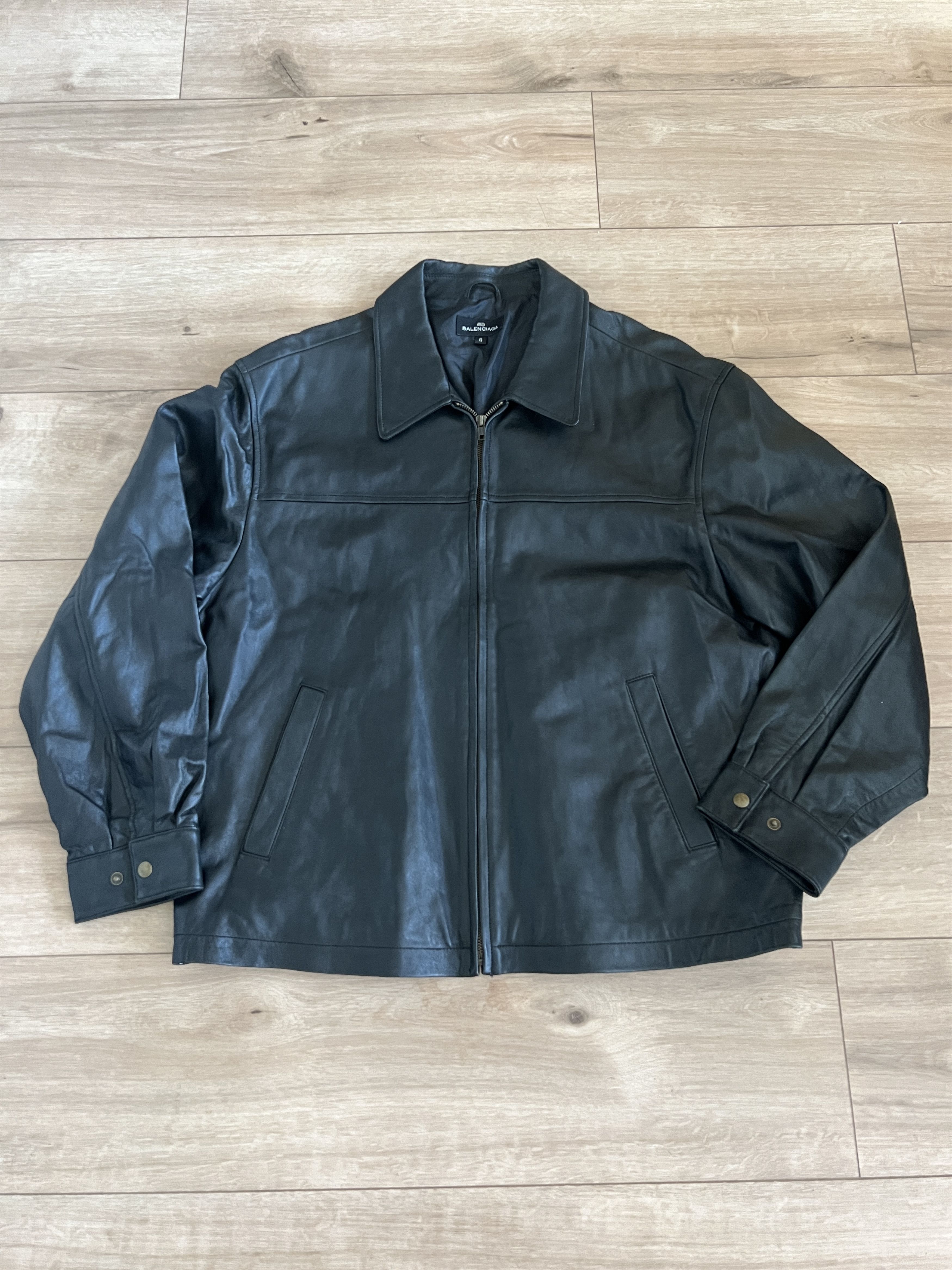 Balenciaga Vintage Black Leather Zip Up Jacket Men’s Size 6