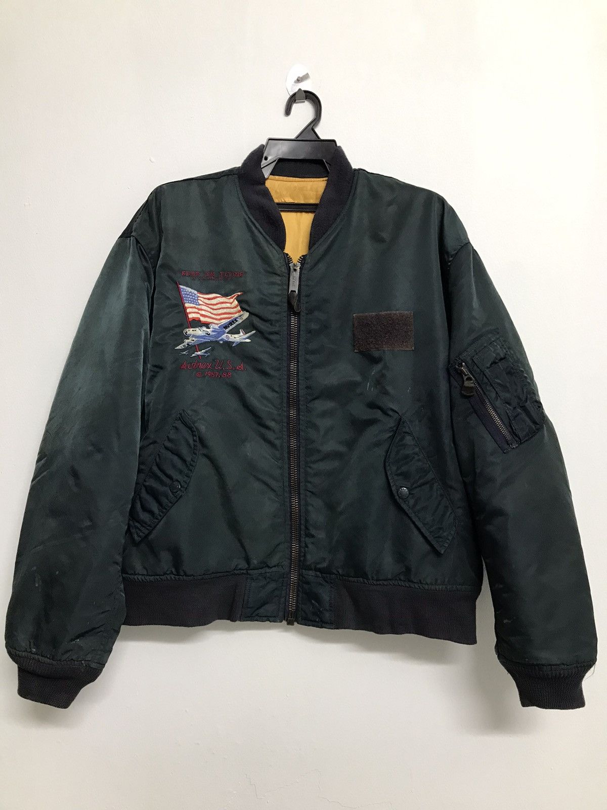 Vintage Avirex MA-1 Bomber Jacket Made in USA Distressed