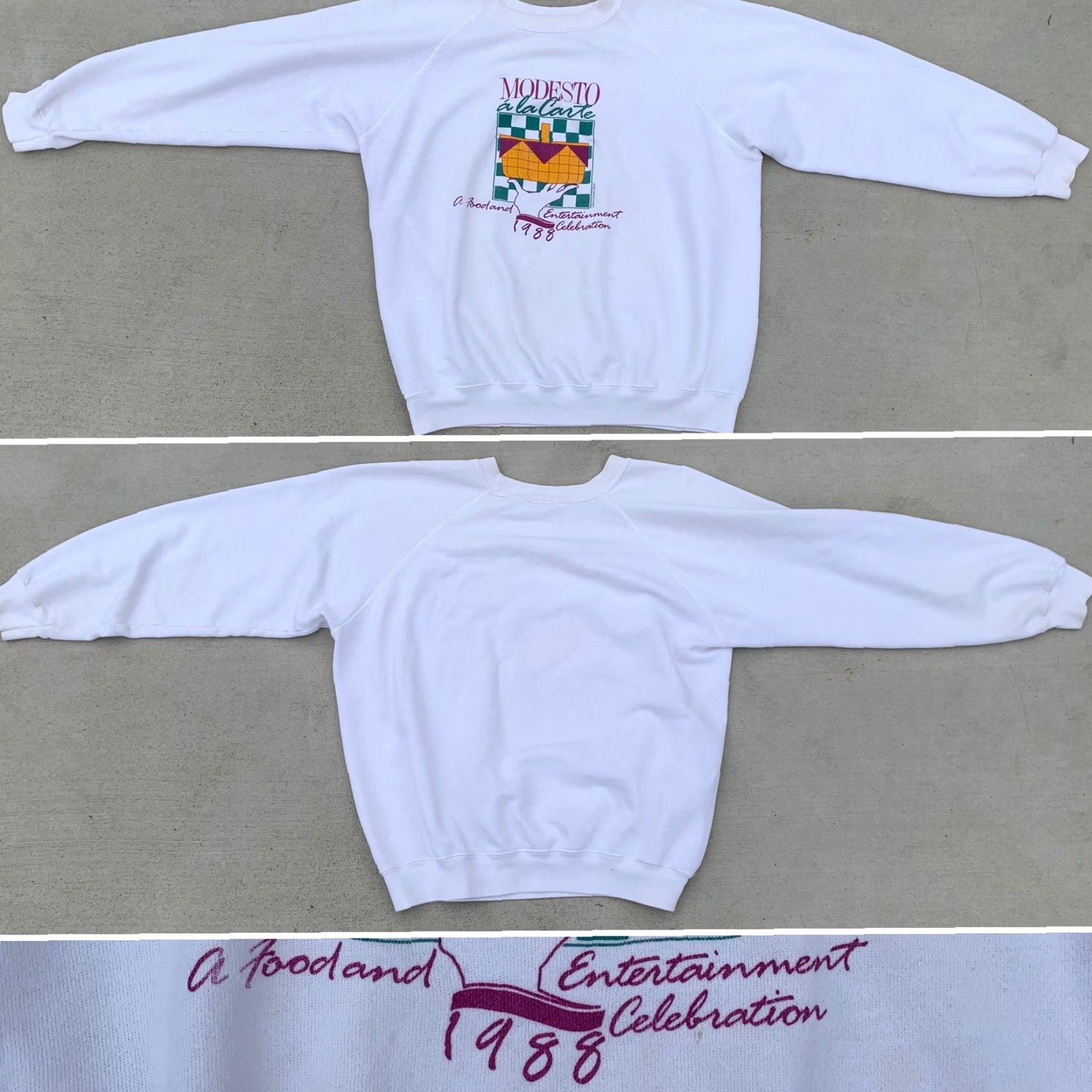 Hanes VINTAGE Modesto a la Carte A Food and Entertainment Celebration 1988 Sweatshirt Size US L / EU 52-54 / 3 - 2 Thumbnail