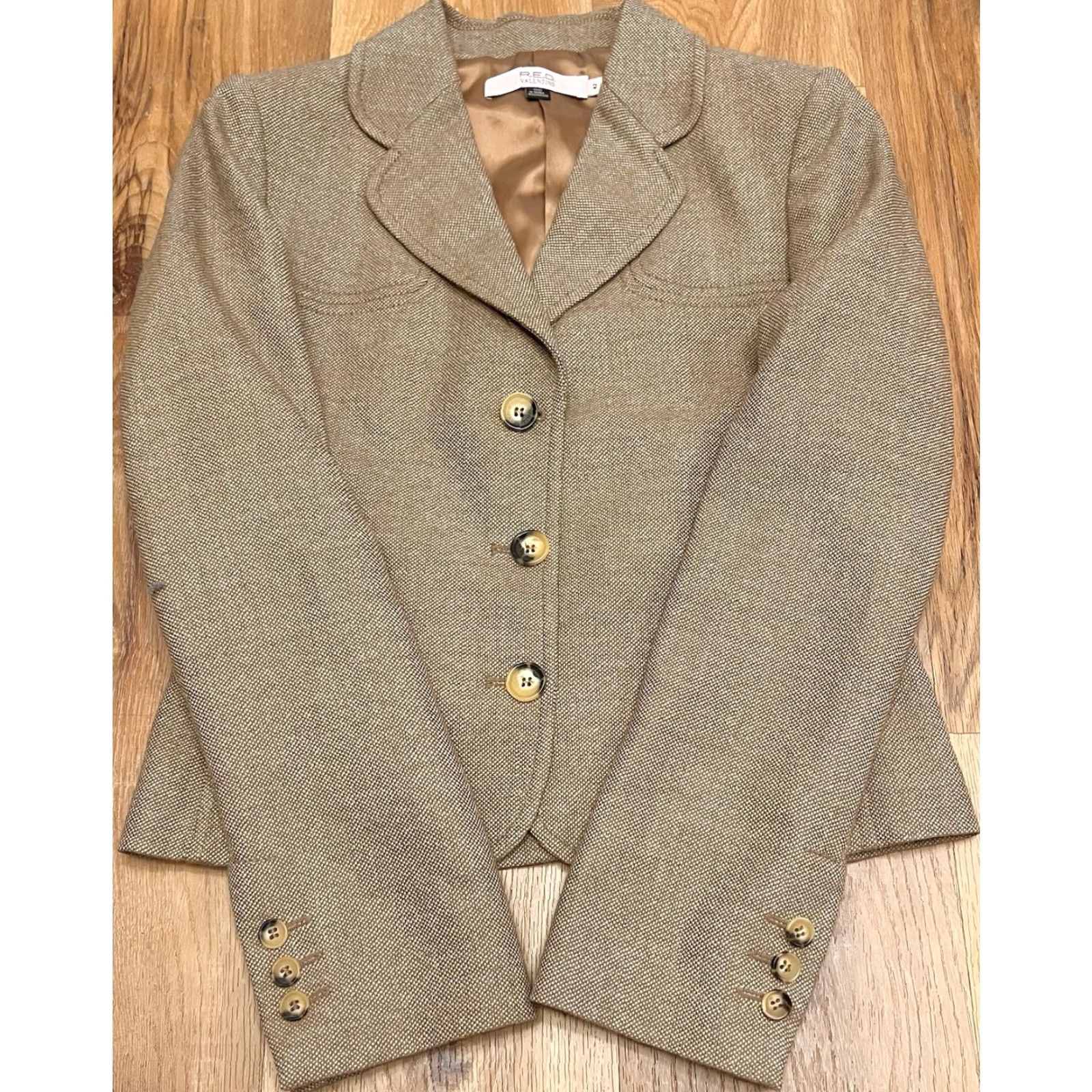 Valentino Valentino Blazer Jacket Women’s US Size 42 (Small) Tan Beige Wool Blend Lined Wool Blend Suits Jacket Size M / US 6-8 / IT 42-44 - 2 Thumbnail