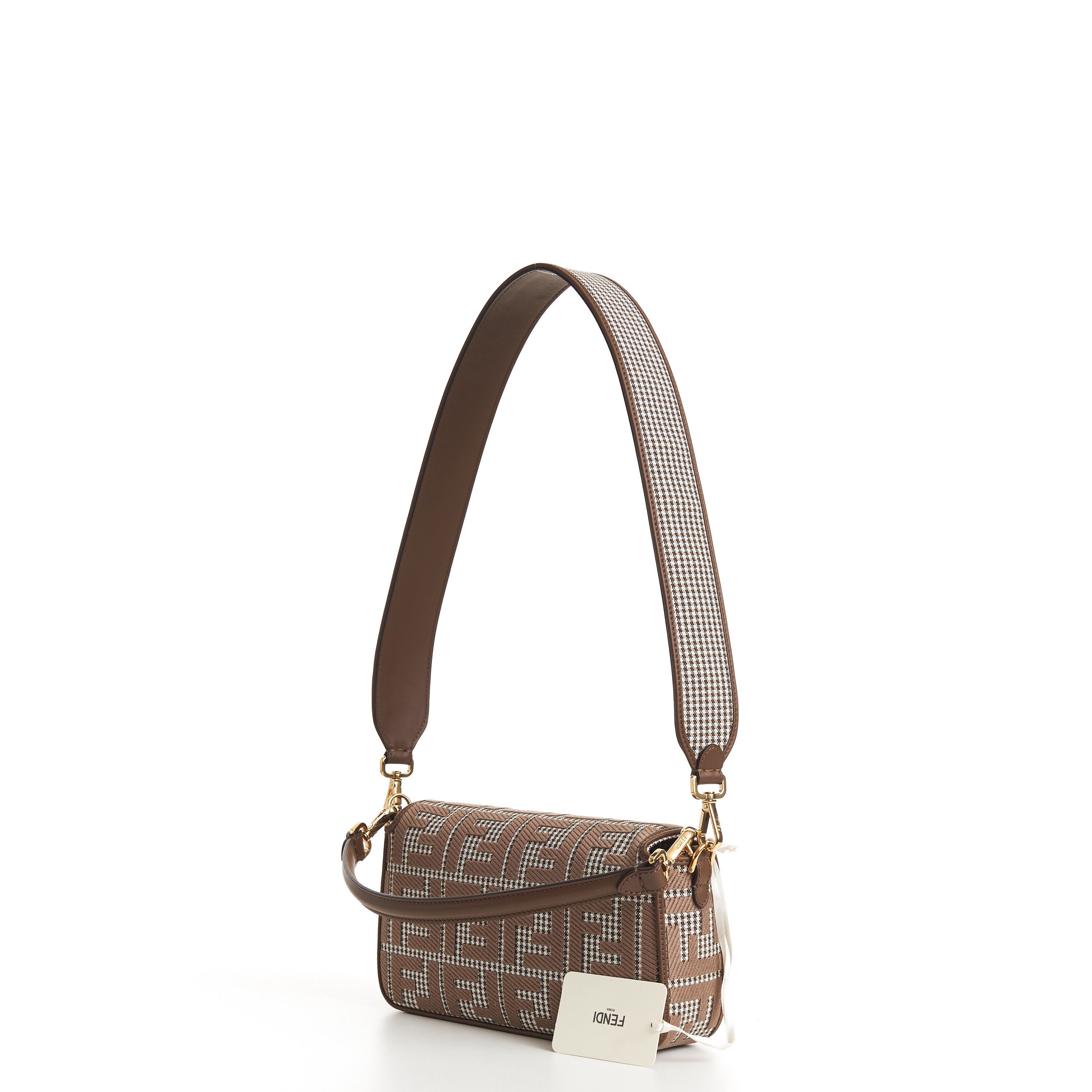 Fendi Medium Baguette - Brown Houndstooth Wool Bag Size ONE SIZE - 6 Thumbnail
