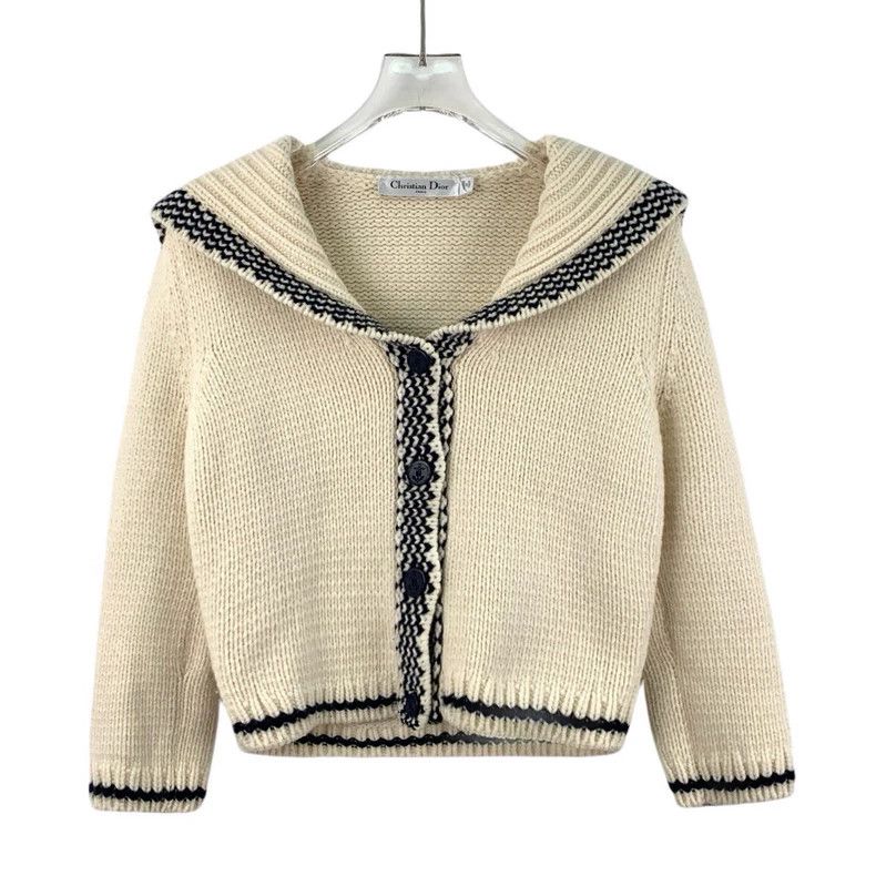 Dior Dior Beige logo letter inlaid wool navy collar single-brea Size XXS / US 00 / IT 34 - 1 Thumbnail