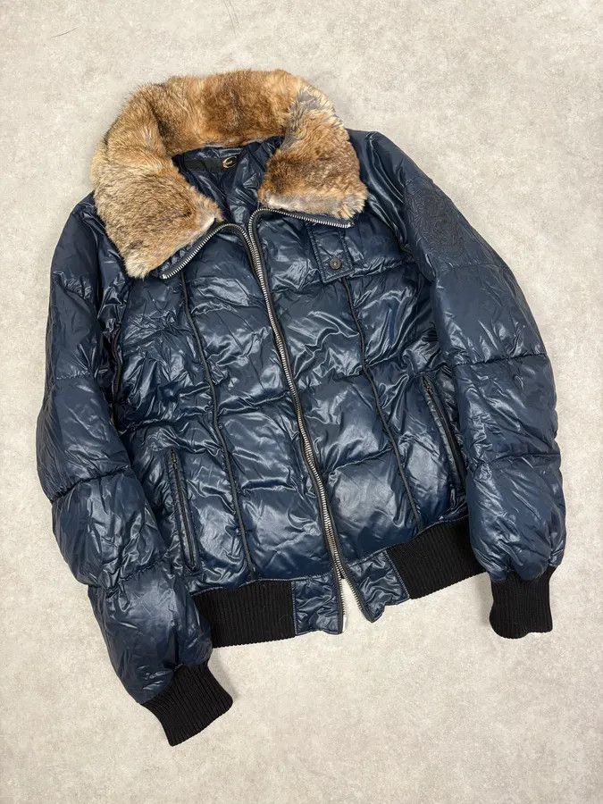 Just Cavalli FW2008 Cavalli Fur Collar Navy Puffer Jacket Size US M / EU 48-50 / 2 - 4 Thumbnail