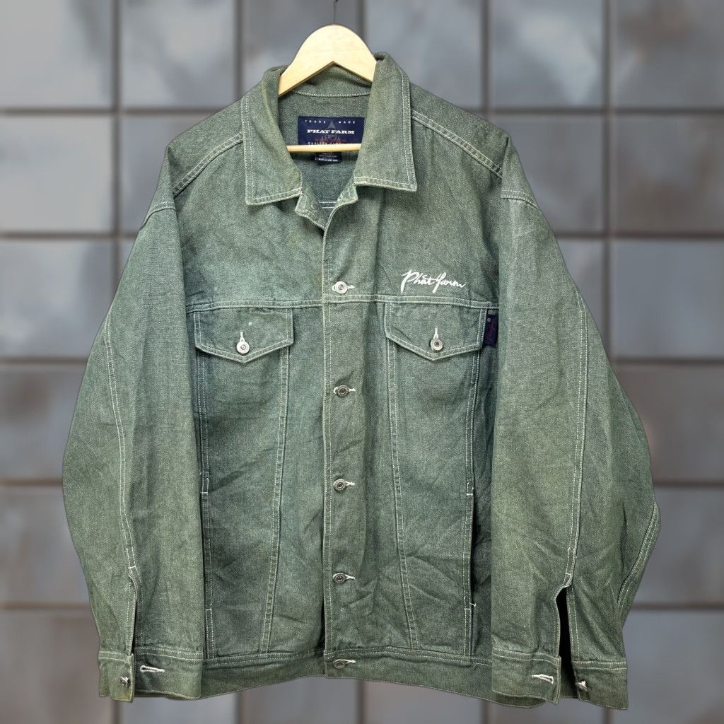 Phat Farm VINTAGE Phat Farm Denim Jacket Men 2XL Green Shirt Jacket 90s Hip Hop Baggy Size US XXL / EU 58 / 5 - 1 Thumbnail
