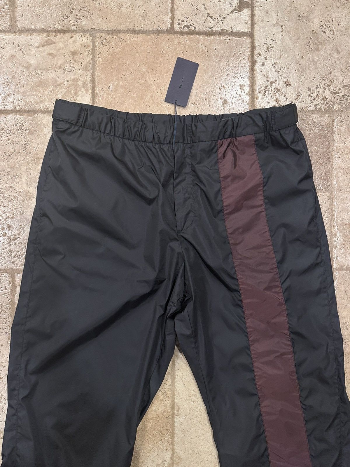 Prada Prada SS18 Nylon Garbardine Logo Black Striped Track Pants Size US 36 / EU 52 - 3 Thumbnail