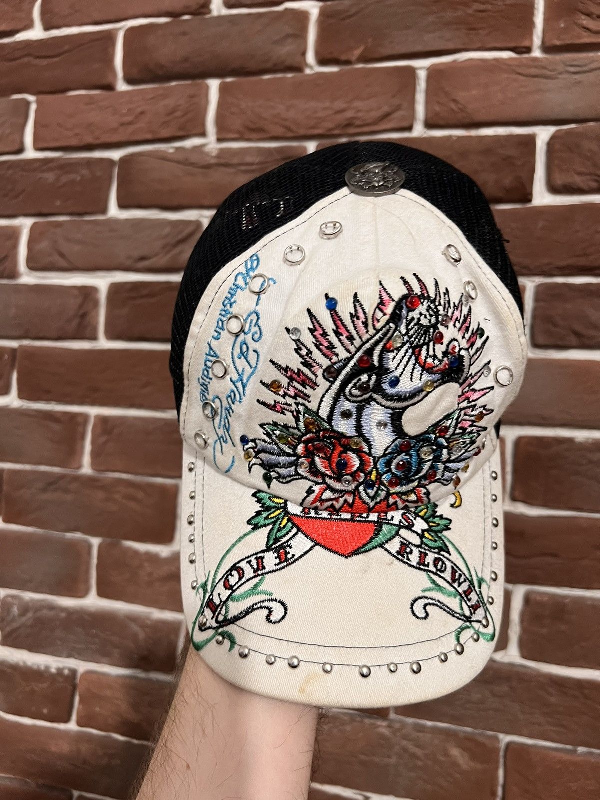 Christian Audigier Rare Vintage Ed Hardy Bulldog Panther Hat Cap Y2K Drip Hype Size ONE SIZE - 3 Thumbnail