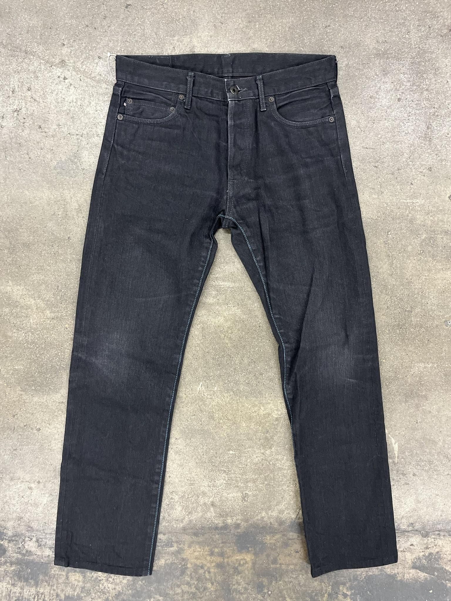 image of Japan Blue Jeans Blue Stitch Slim Fit Jeans in Black, Men's (Size 31)
