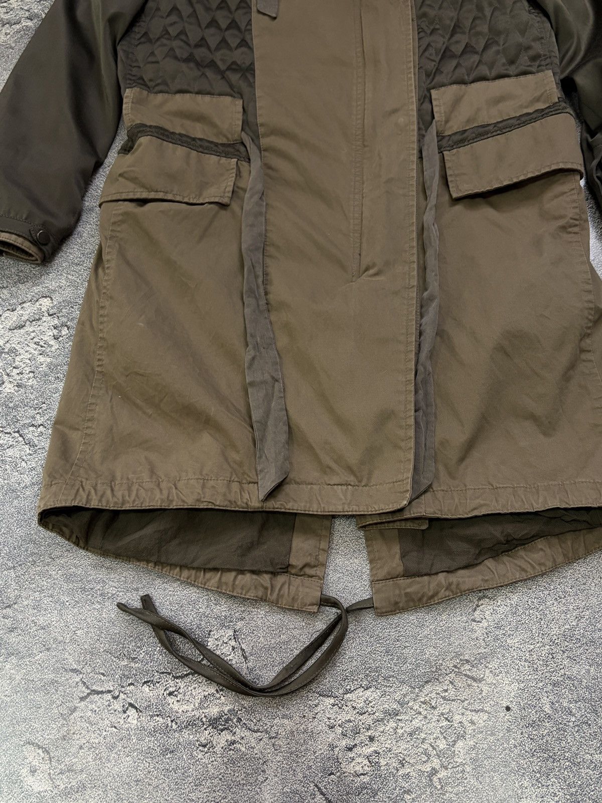 Allsaints AllSaints Fife Military Khaki Mixed Media Parka Jacket 8/4 Size S / US 4 / IT 40 - 7 Thumbnail