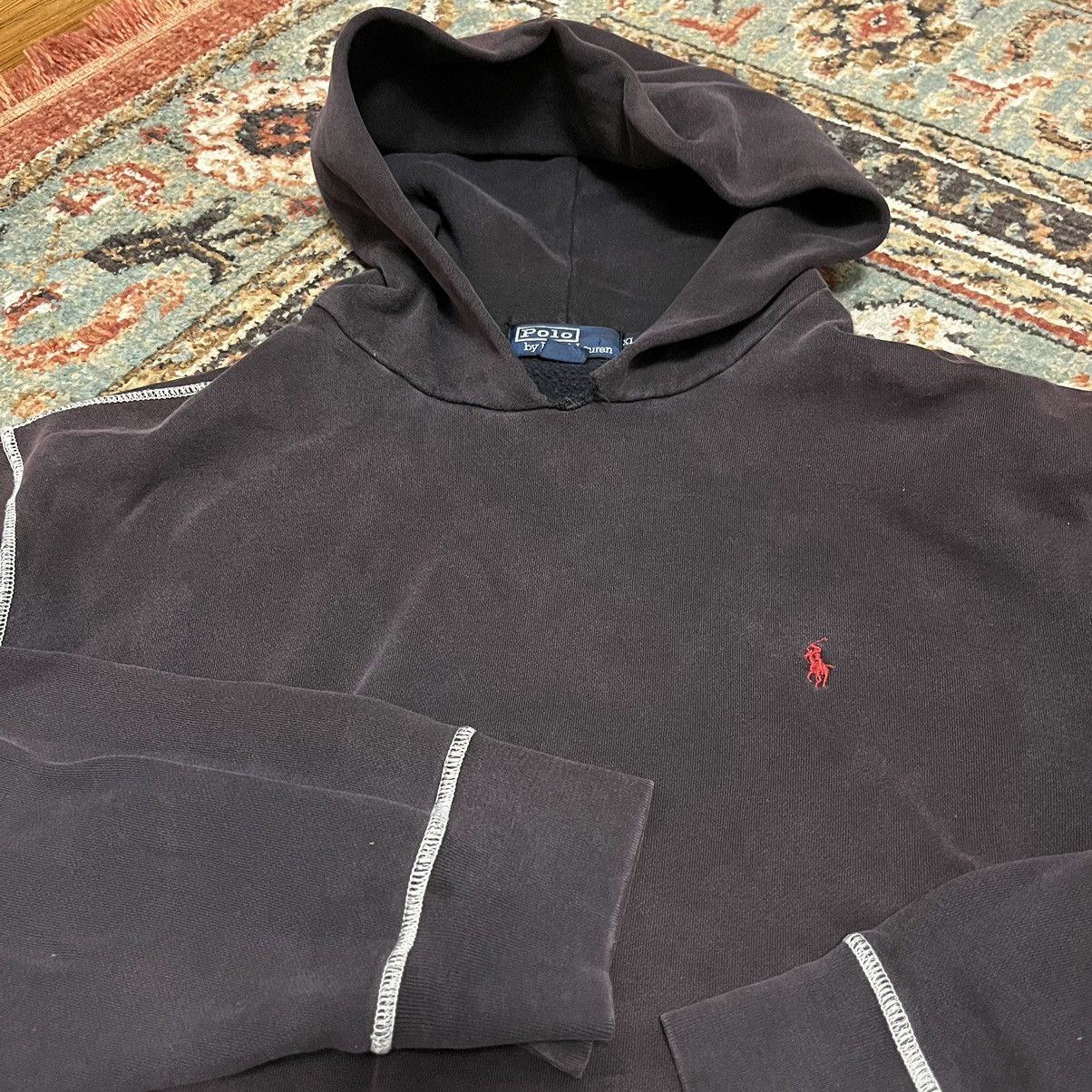 Polo Ralph Lauren Vintage Polo Ralph Lauren Contrast Black Hoodie Sweatshirt Size US XL / EU 56 / 4 - 2 Thumbnail
