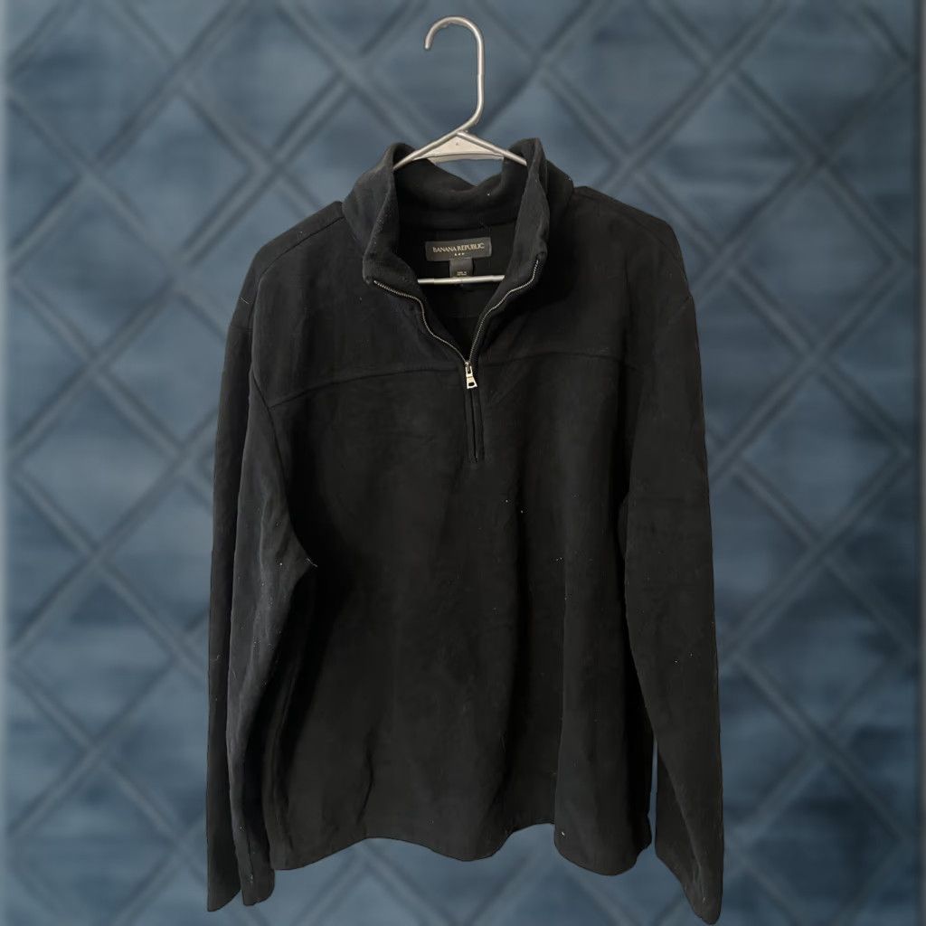 Banana Republic Banana Republic Sweater Men XL Black Cotton Knit 1/4 Zip Pullover Cardigan? Size US XL / EU 56 / 4 - 1 Thumbnail