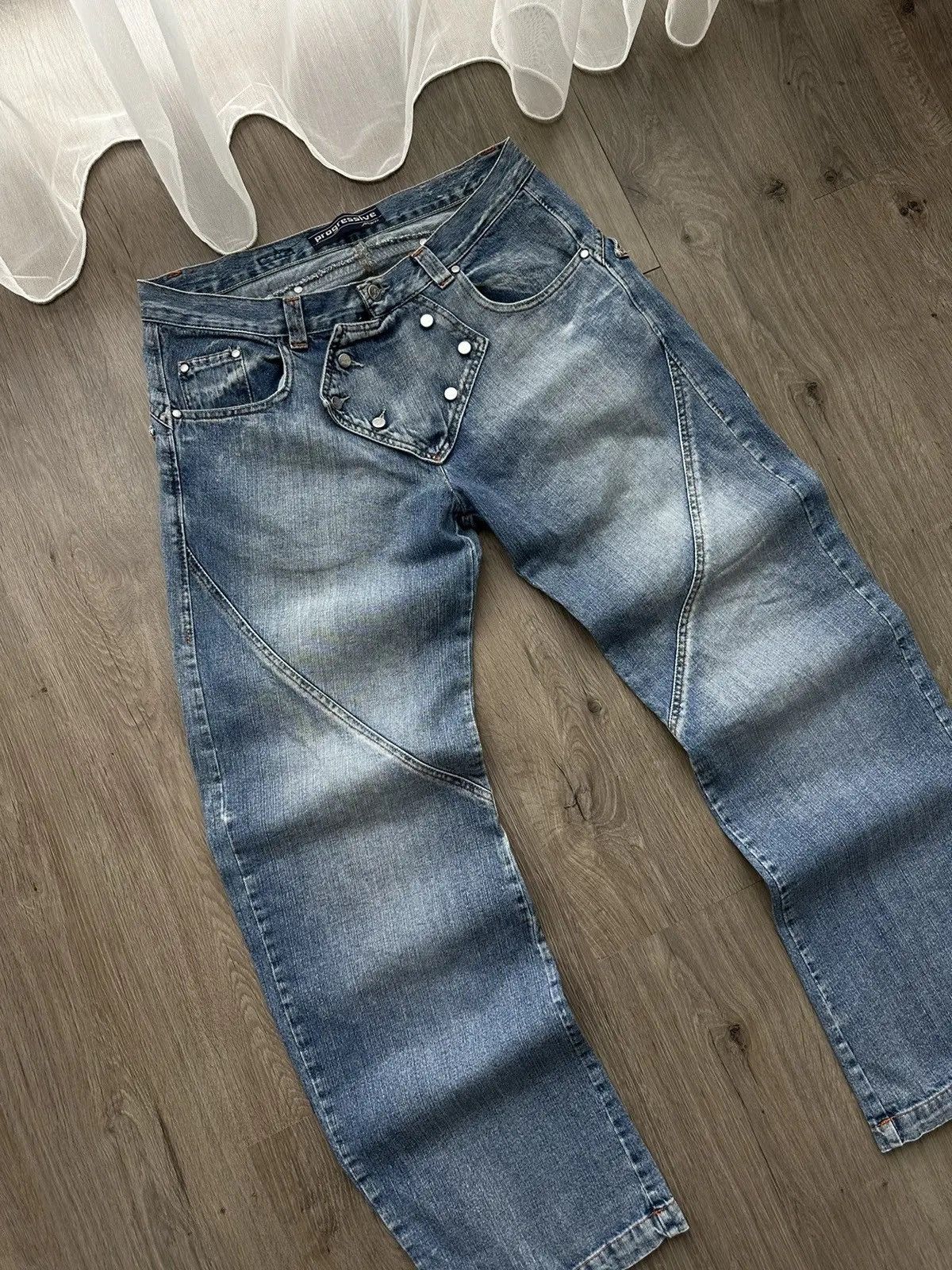 Japanese Brand × Vintage Vintage Progressive Fuck It Denim Wear Cowboy Jeans Pants Size US 34 / EU 50 - 7 Thumbnail